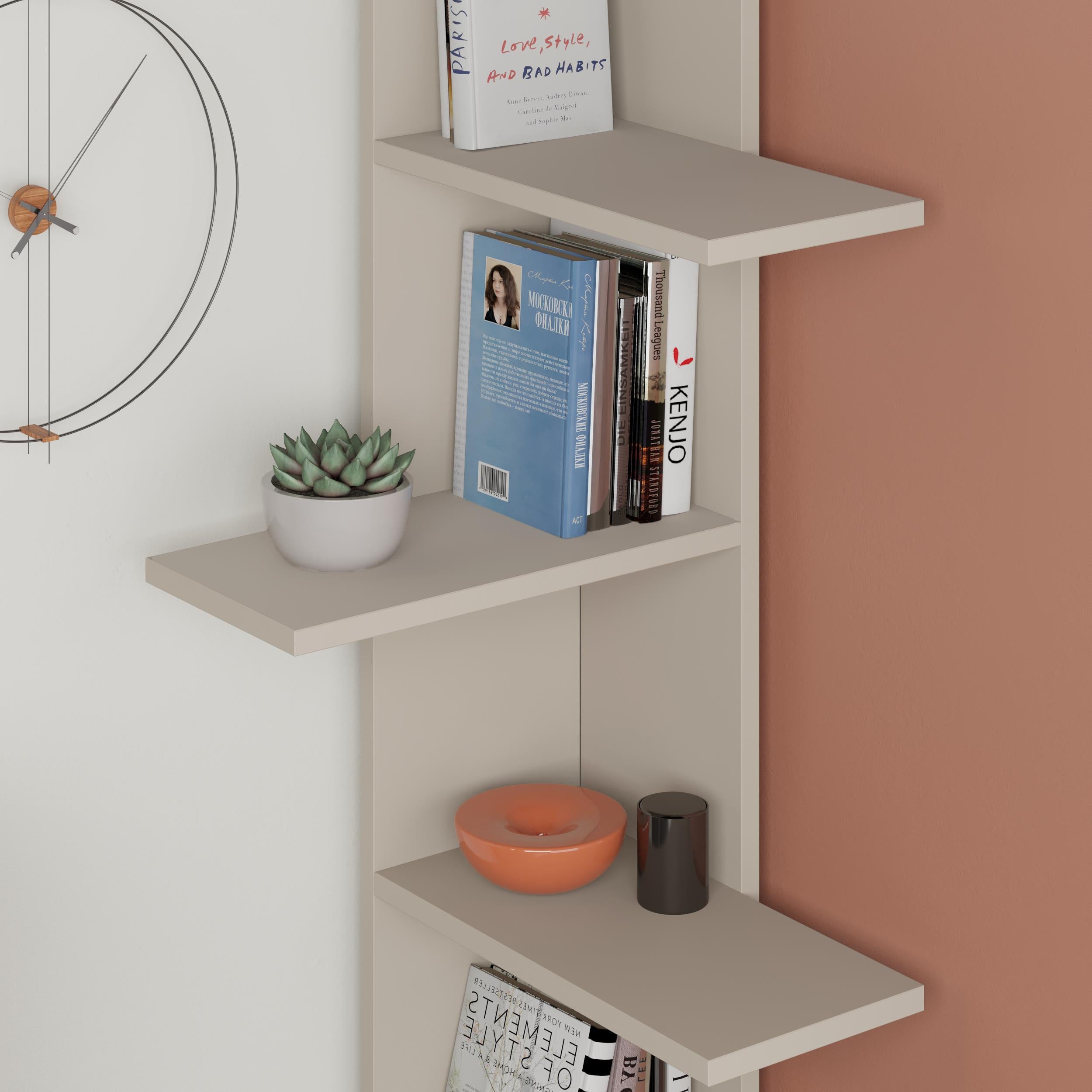 Saso 5-tier Corner Bookcase close-up detail