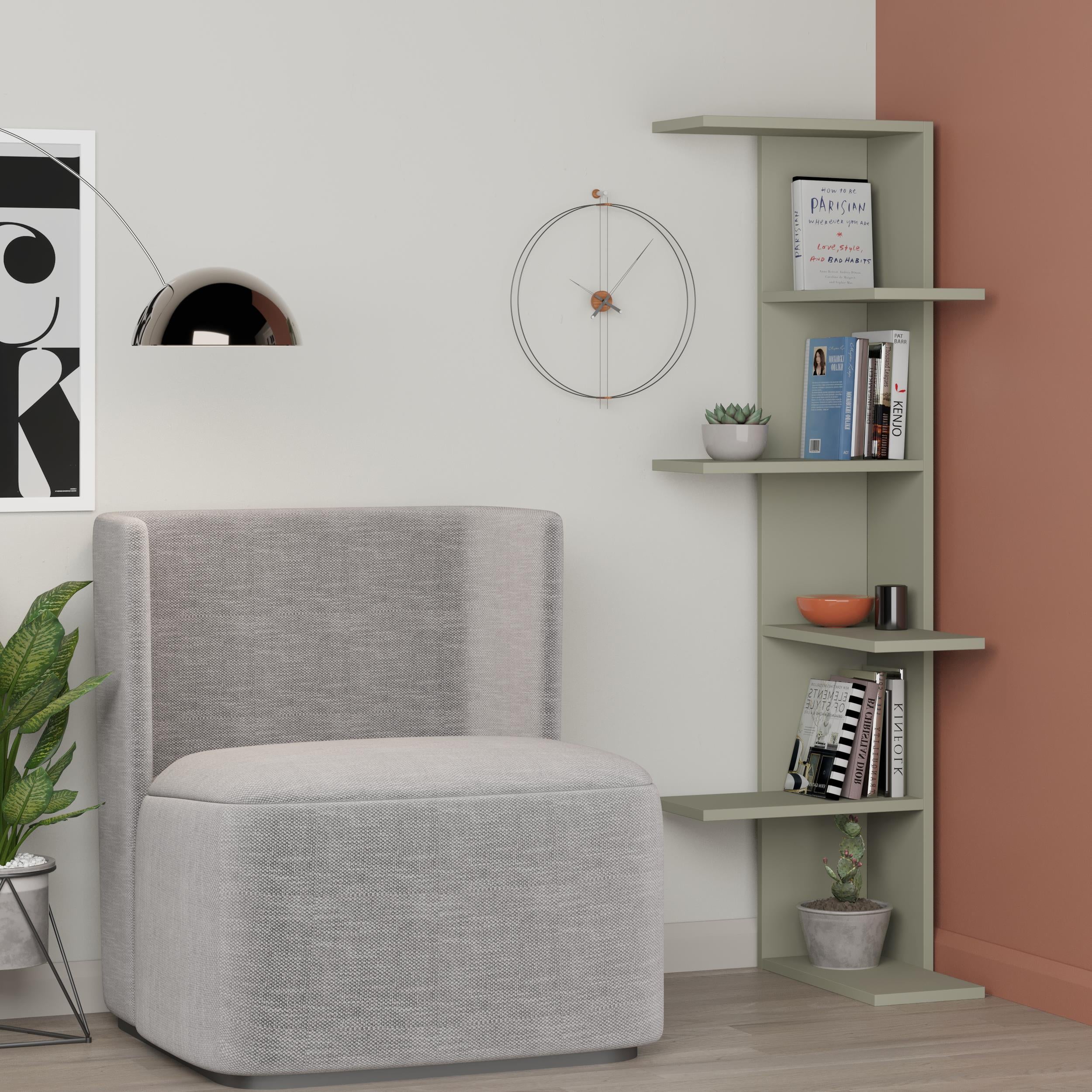 Saso 5-tier Corner Bookcase - Zigzag Corner Bookcase