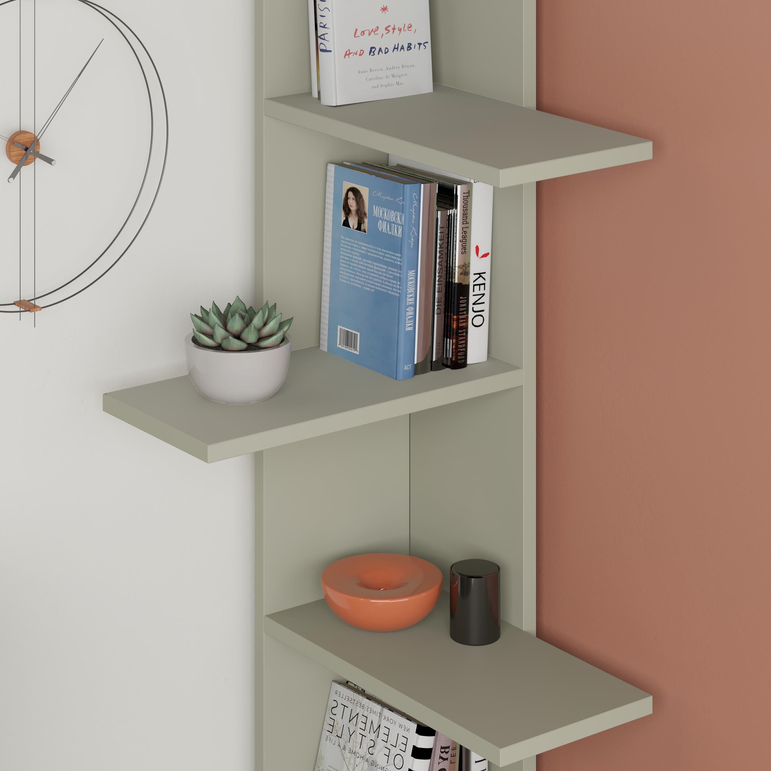 Saso 5-tier Corner Bookcase close-up detail