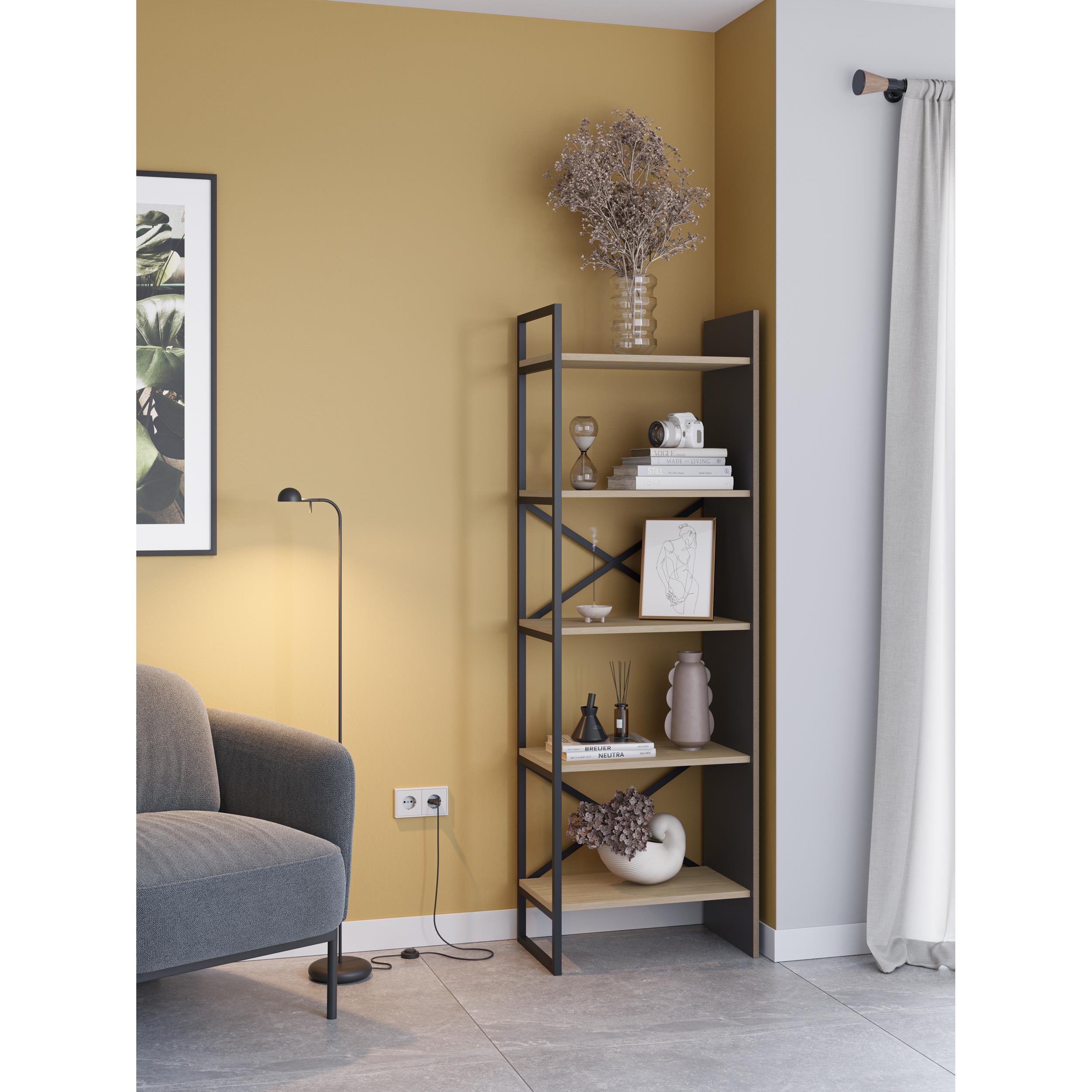 Detroit Industrial Bookcase 58cm - open shelf detail
