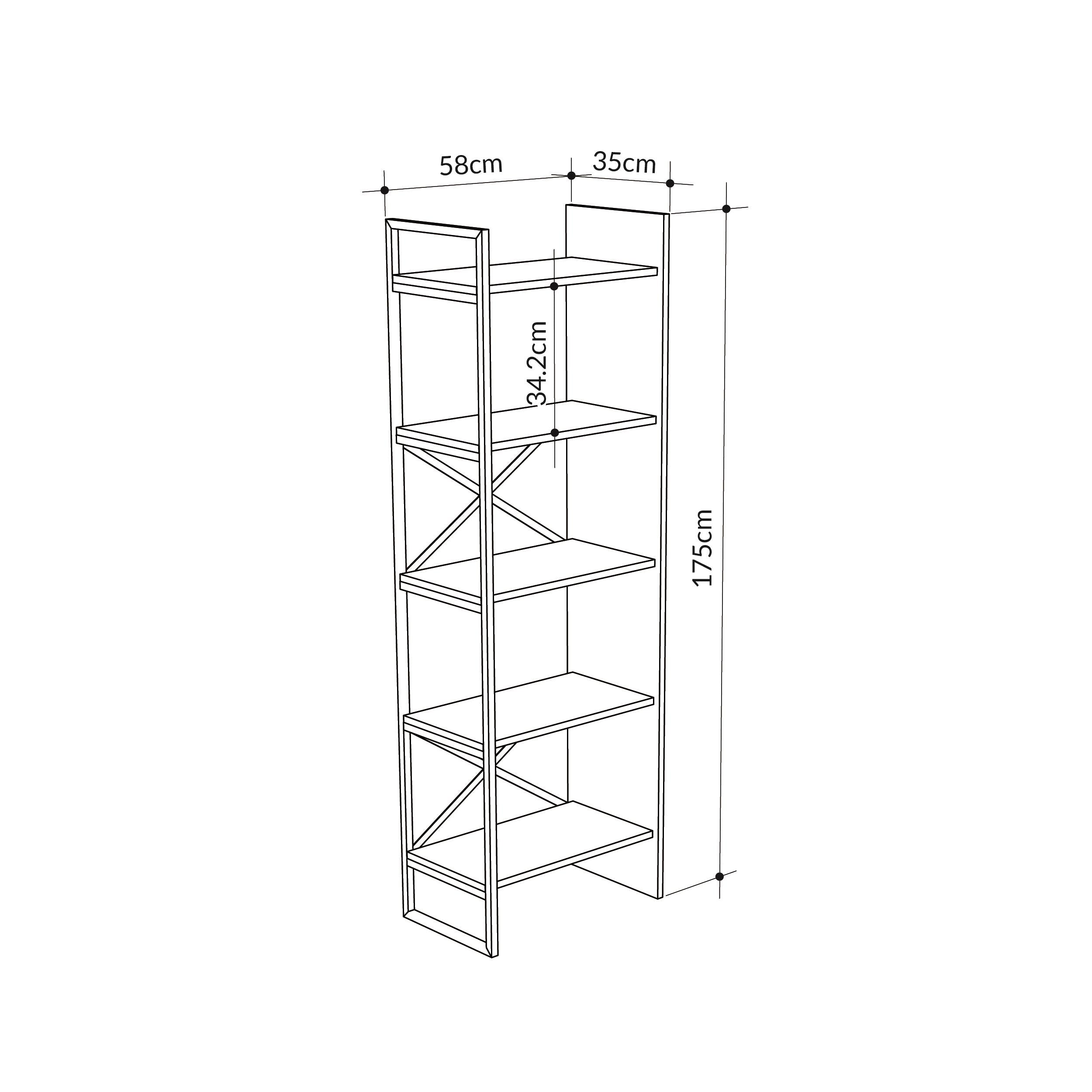 Detroit Industrial Bookcase 58cm - dimensions