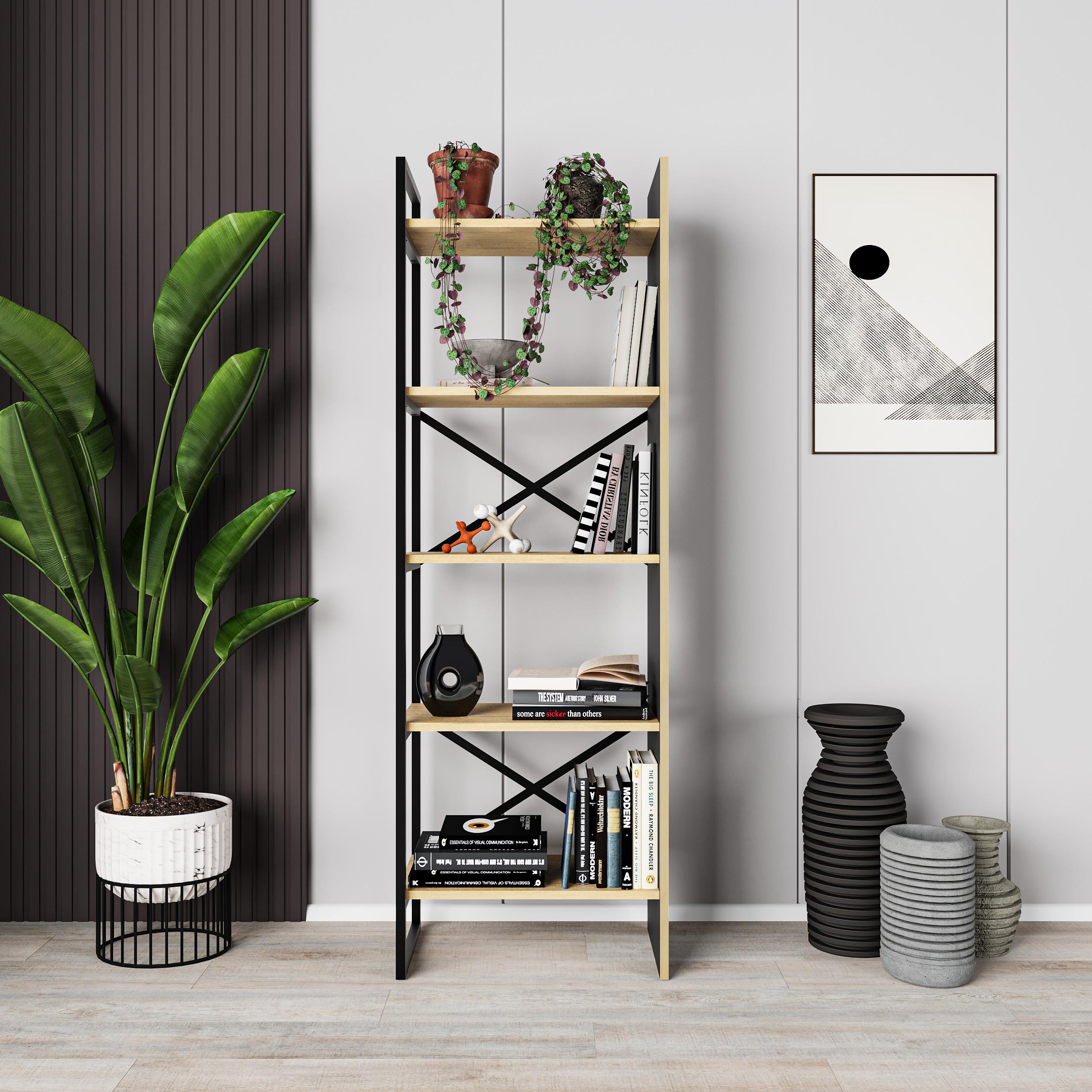 Detroit Industrial Bookcase 58cm - Industrial Bookcase with Metal Frame