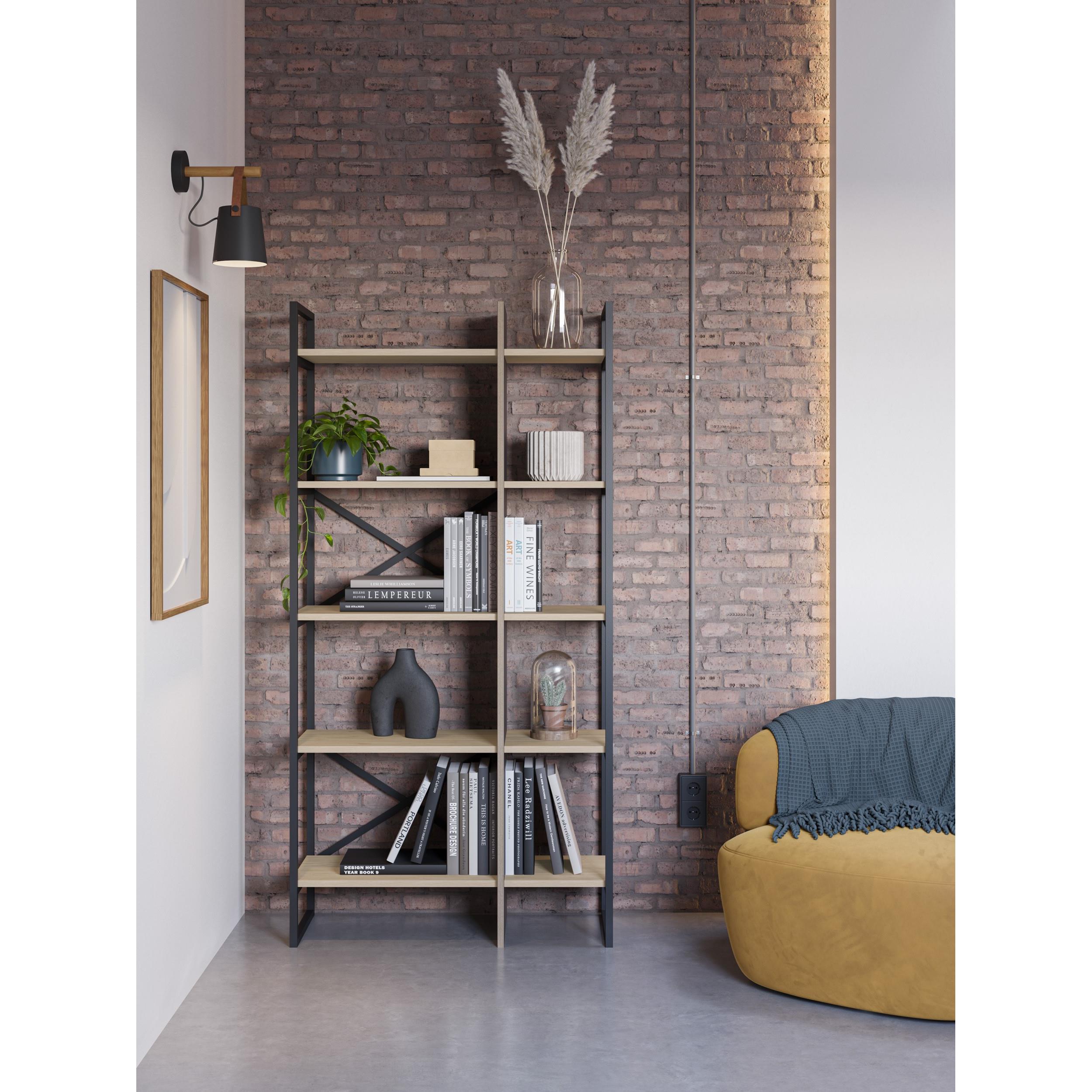 Detroit Industrial Bookcase 87.5cm - open shelf detail