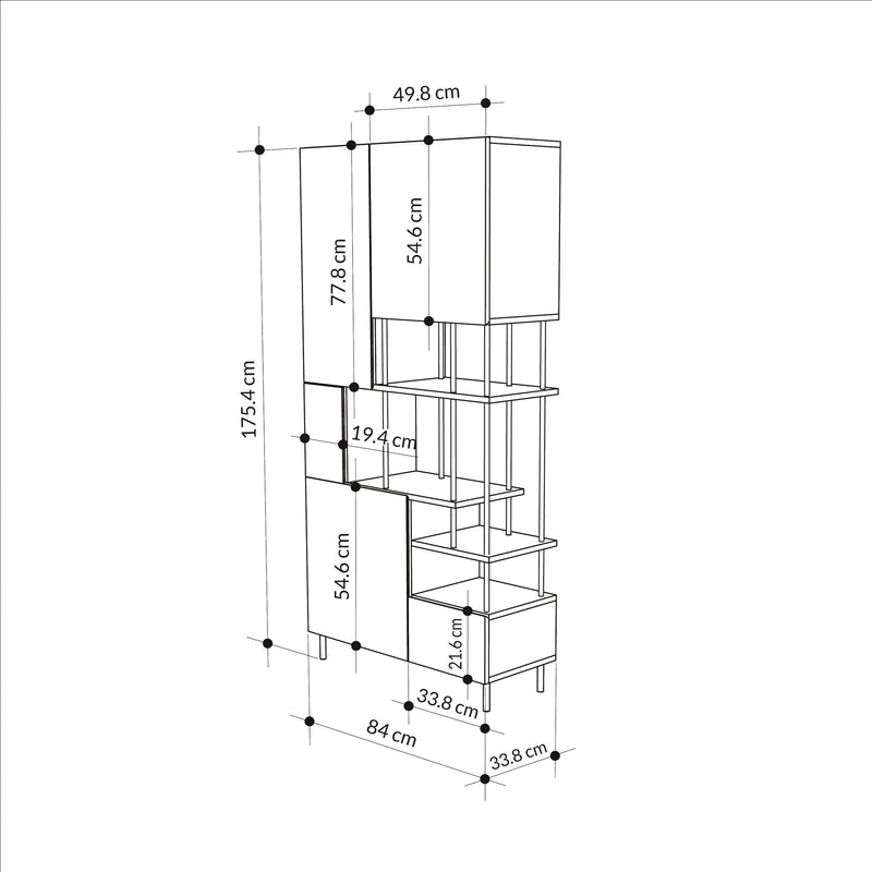 Key Bookcase – Modern 5 Door Storage Cabinet with Shelves - Additional Image 12