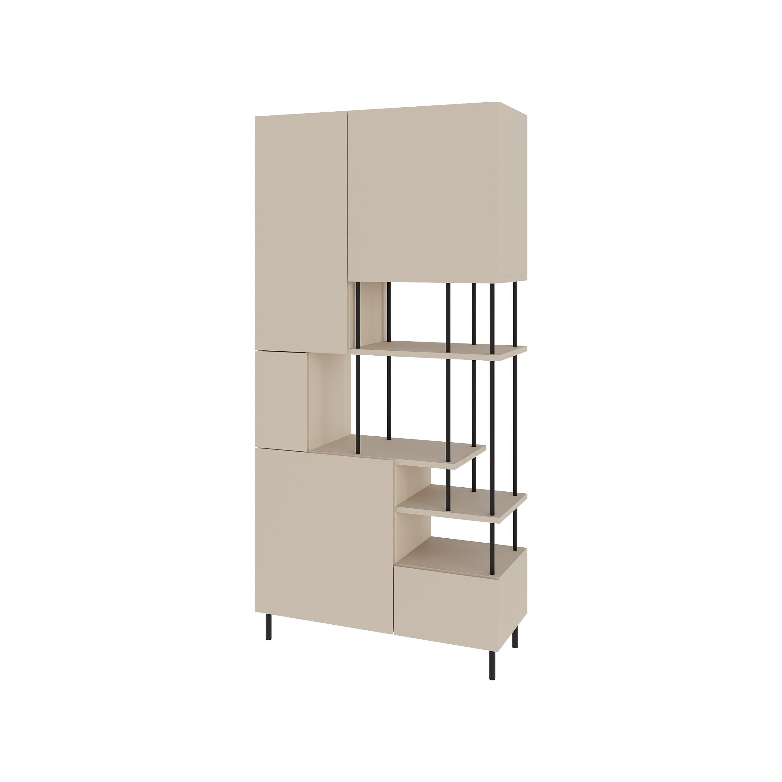 Key Bookcase – Modern 5 Door Storage Cabinet with Shelves - Additional Image 2