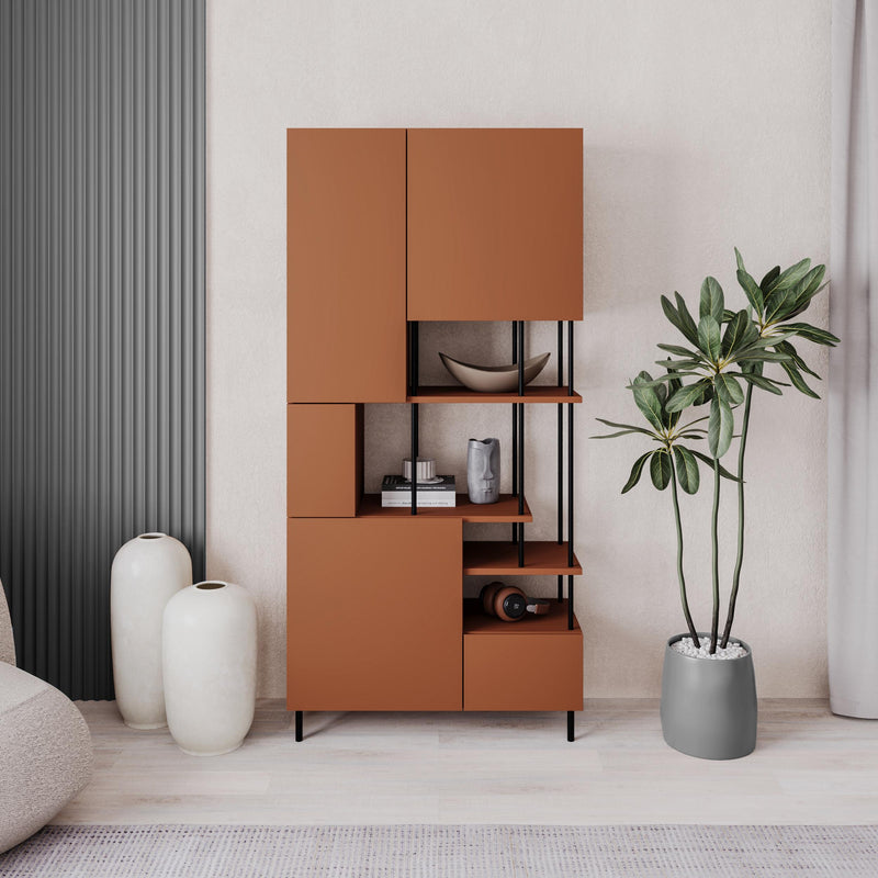 Key Bookcase – Modern 5 Door Storage Cabinet with Shelves