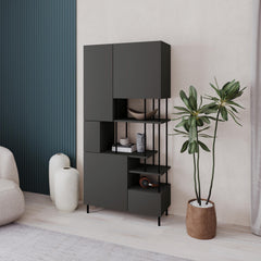 Key Bookcase – Modern 5 Door Storage Cabinet with Shelves in Anthracite