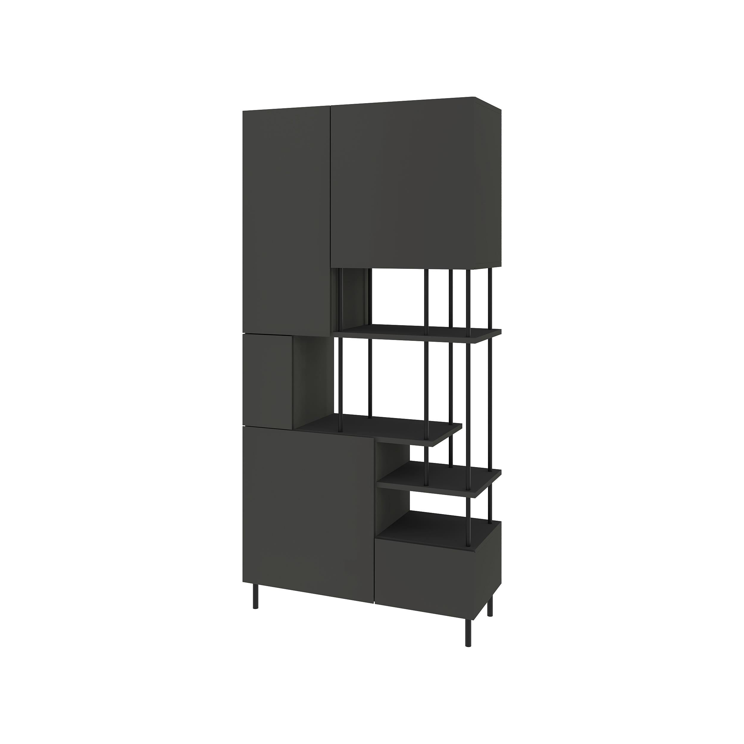 Key Bookcase – Modern 5 Door Storage Cabinet with Shelves - Additional Image 5