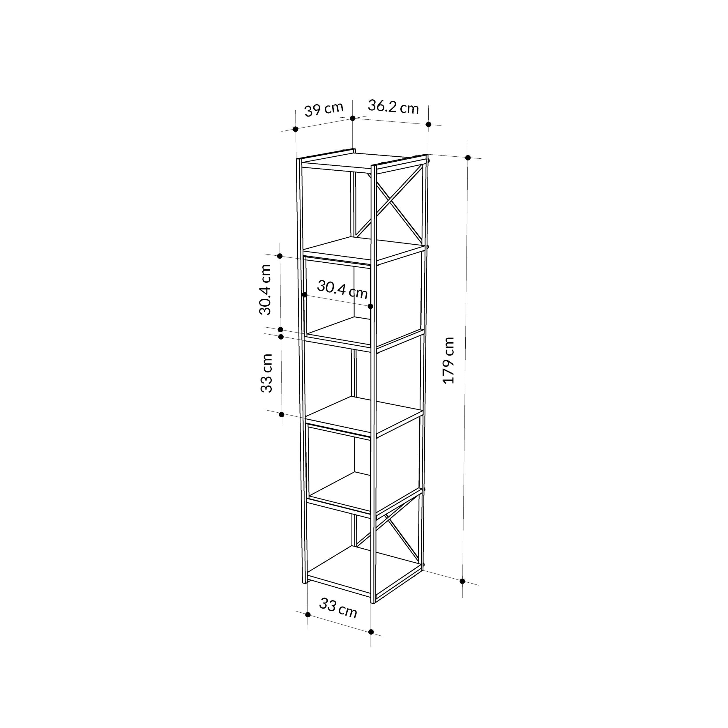 Vale Mini Industrial Bookcase dimensions