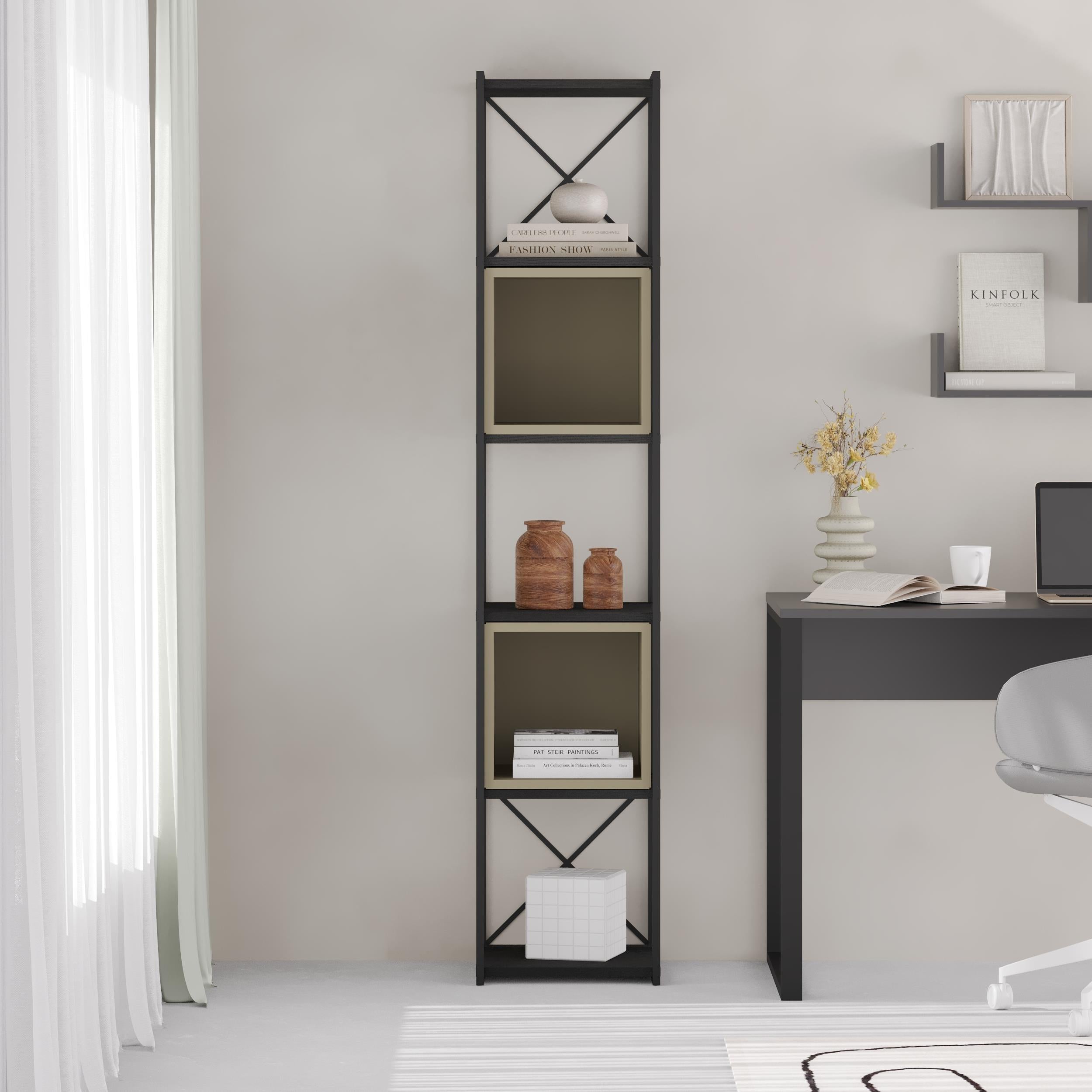Vale Mini Industrial Bookcase - Tall Single Column Bookcase