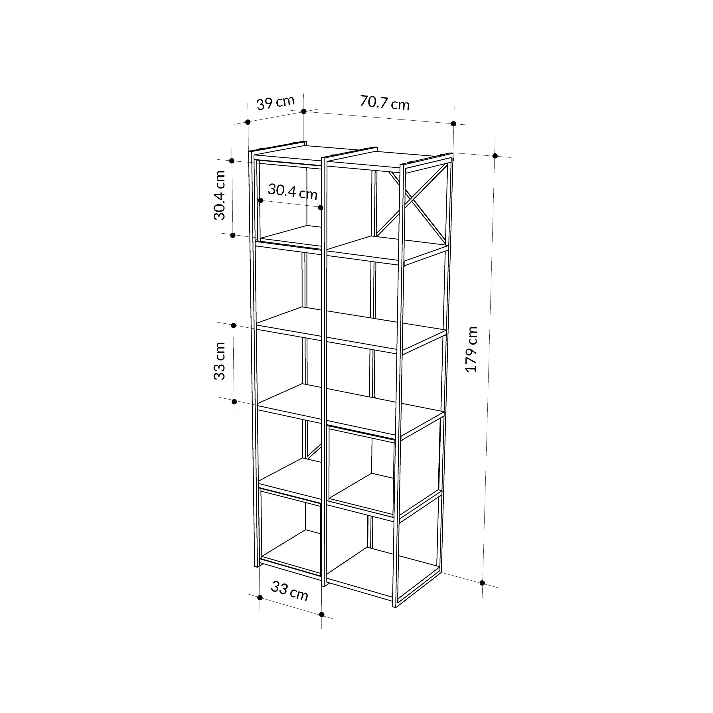 Vale Midi Industrial Bookcase dimensions