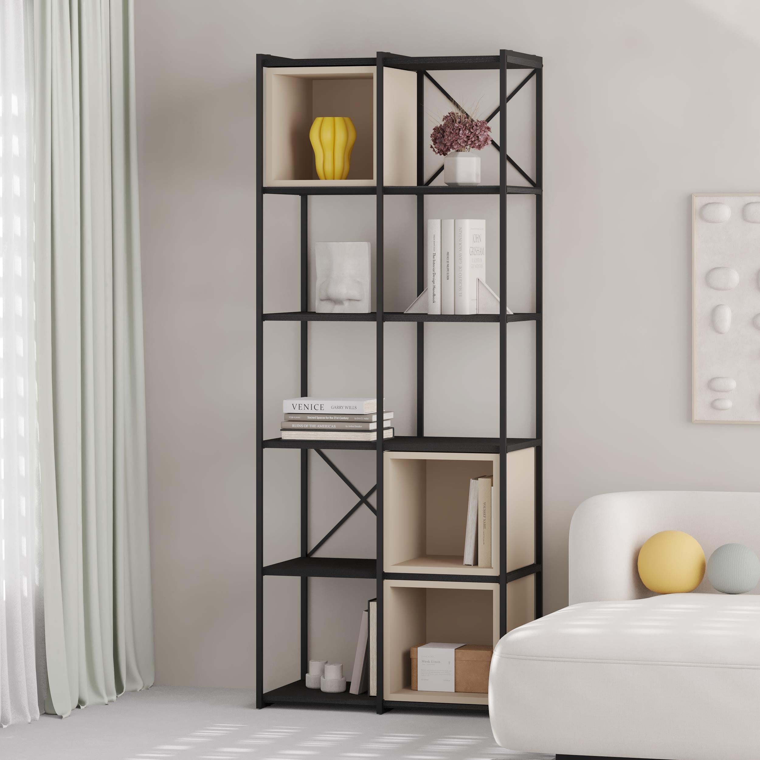 Vale Midi Industrial Bookcase styled in a room setting
