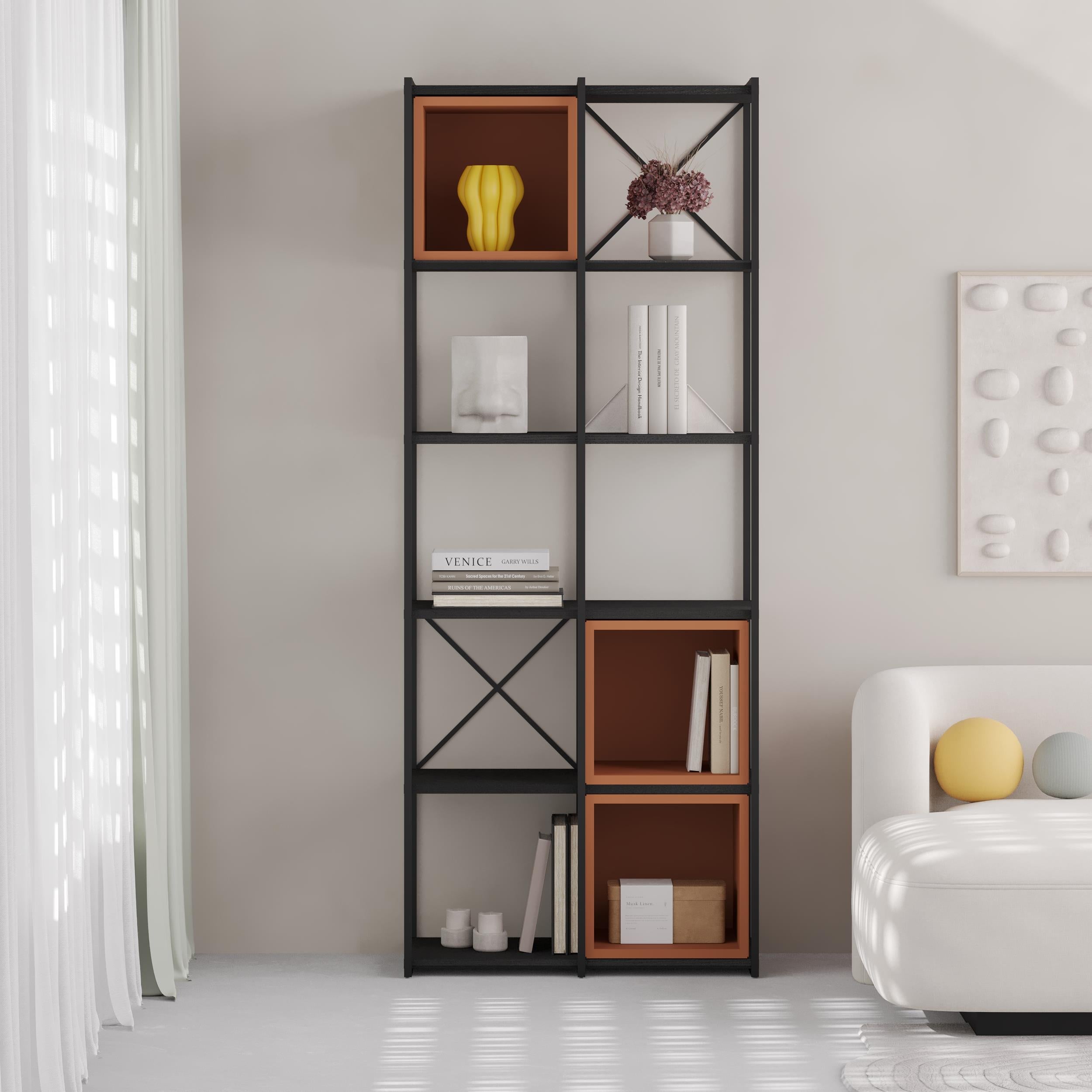 Vale Midi Industrial Bookcase - Two Column Bookcase