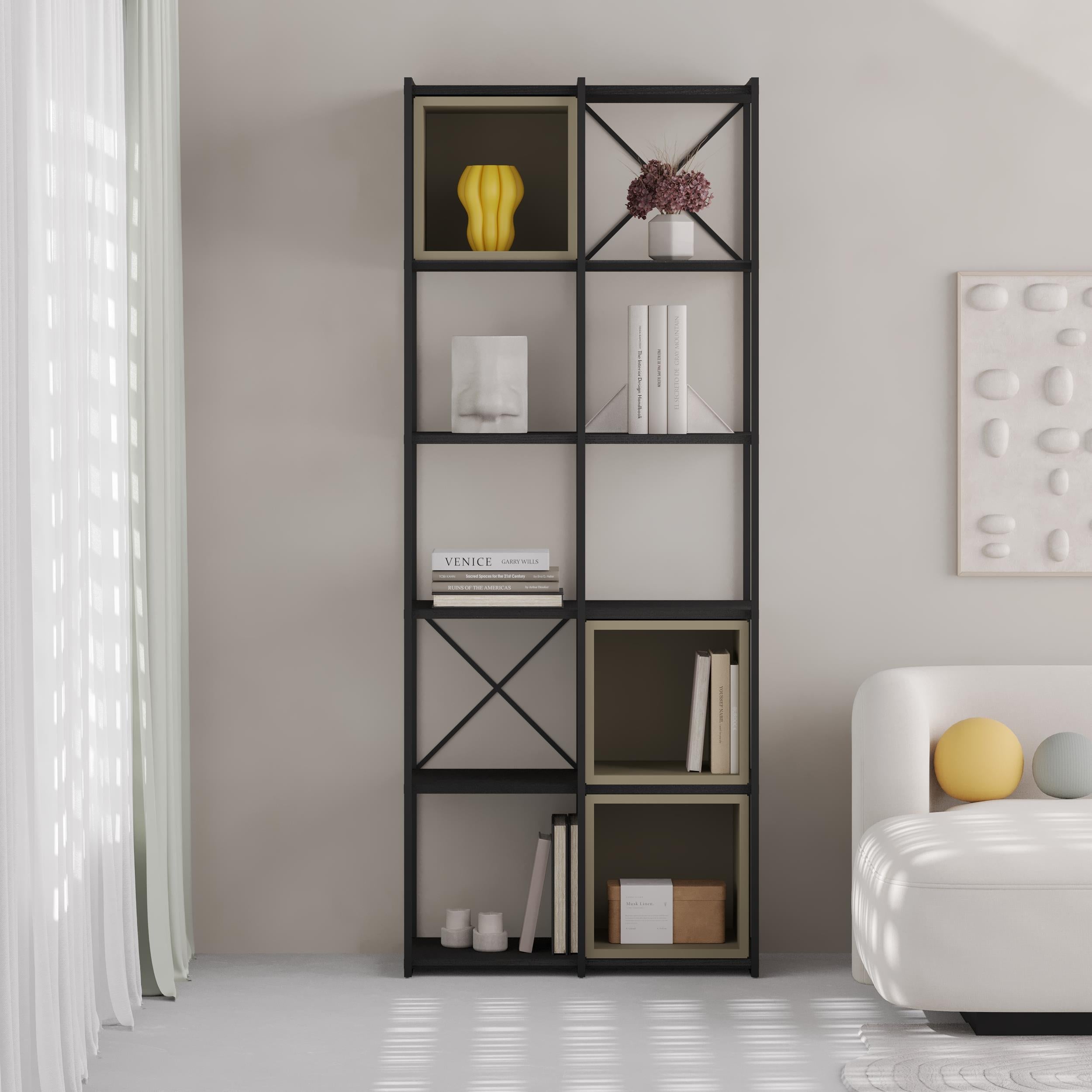 Vale Midi Industrial Bookcase - Two Column Bookcase