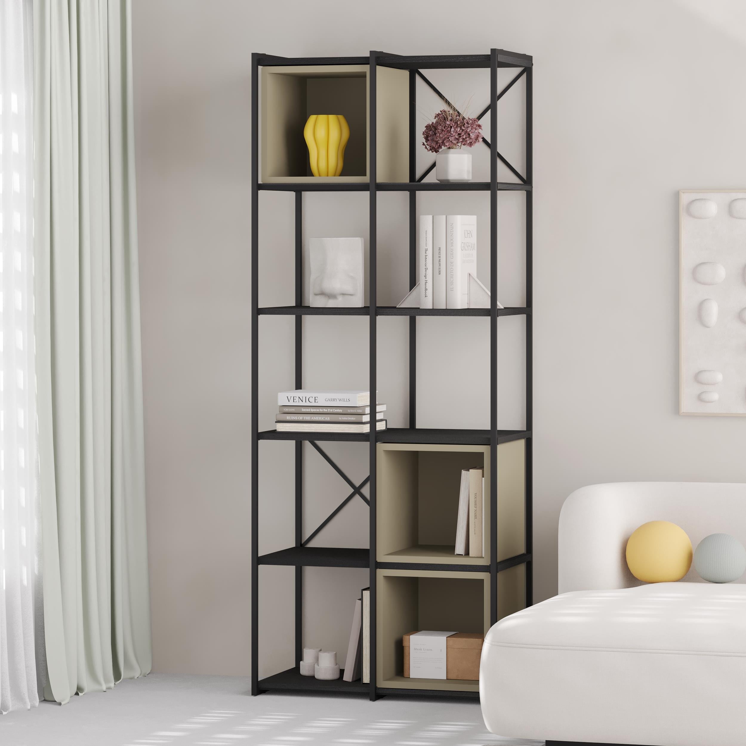 Vale Midi Industrial Bookcase styled in a room setting