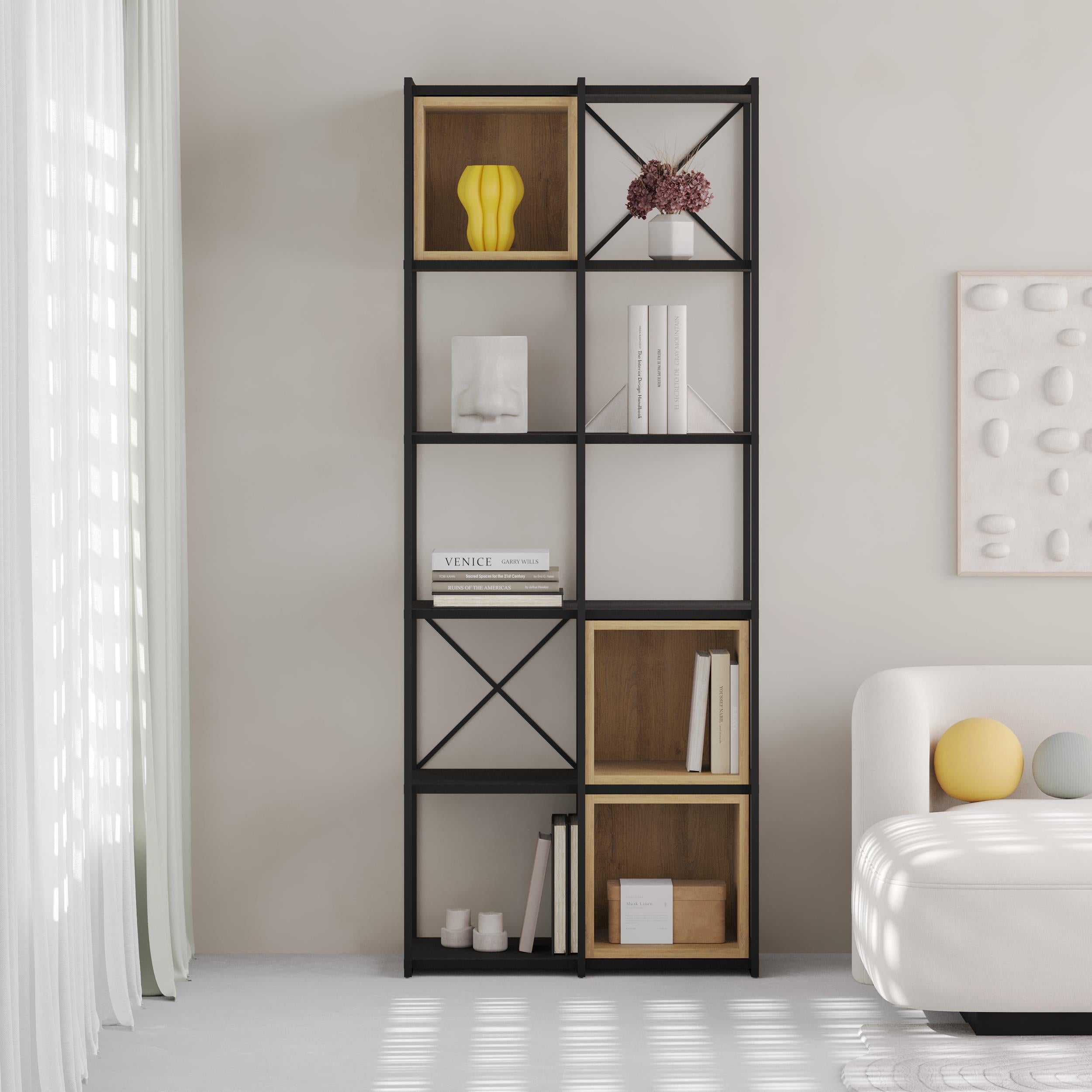 Vale Midi Industrial Bookcase - Two Column Bookcase