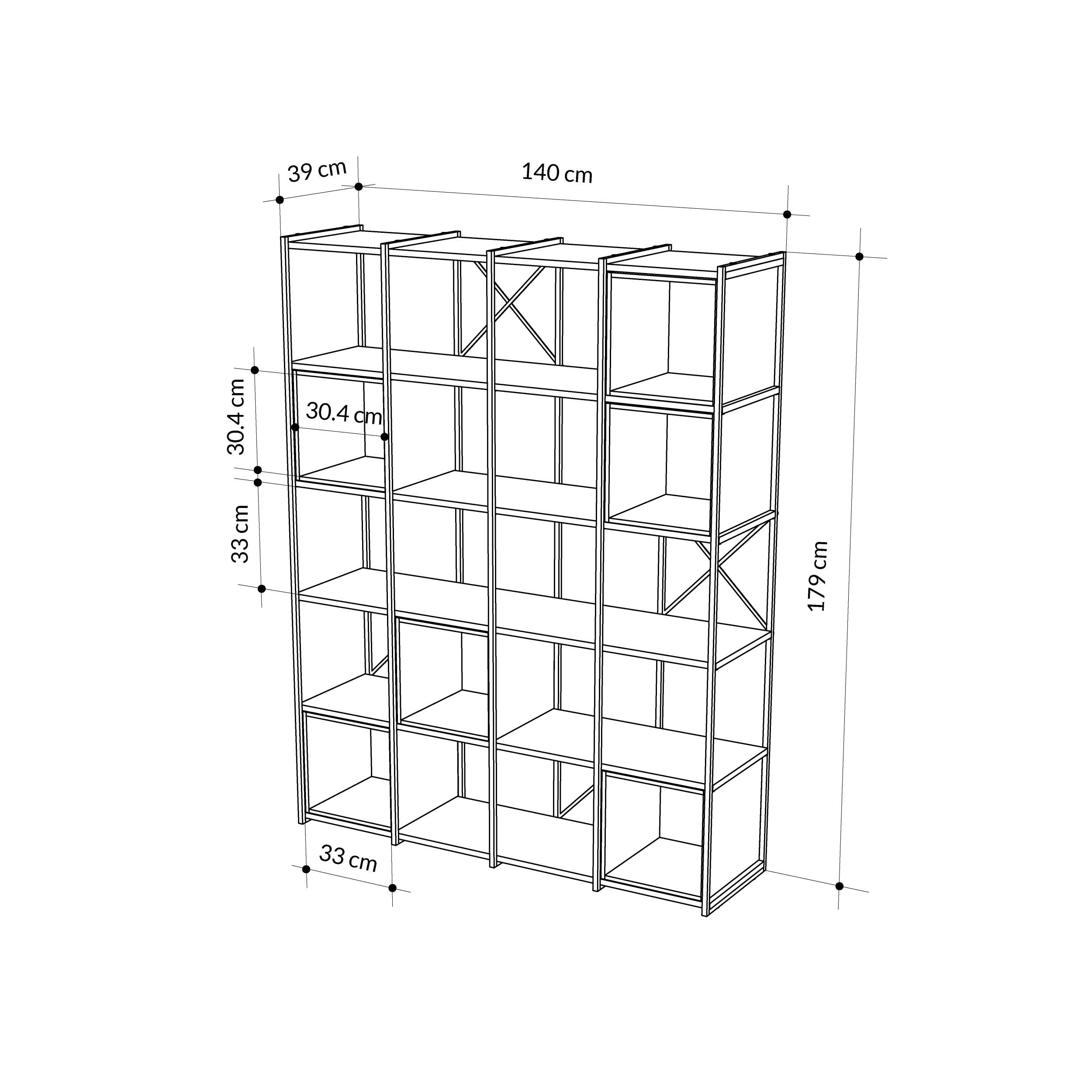 Vale Maxi Industrial Bookcase dimensions