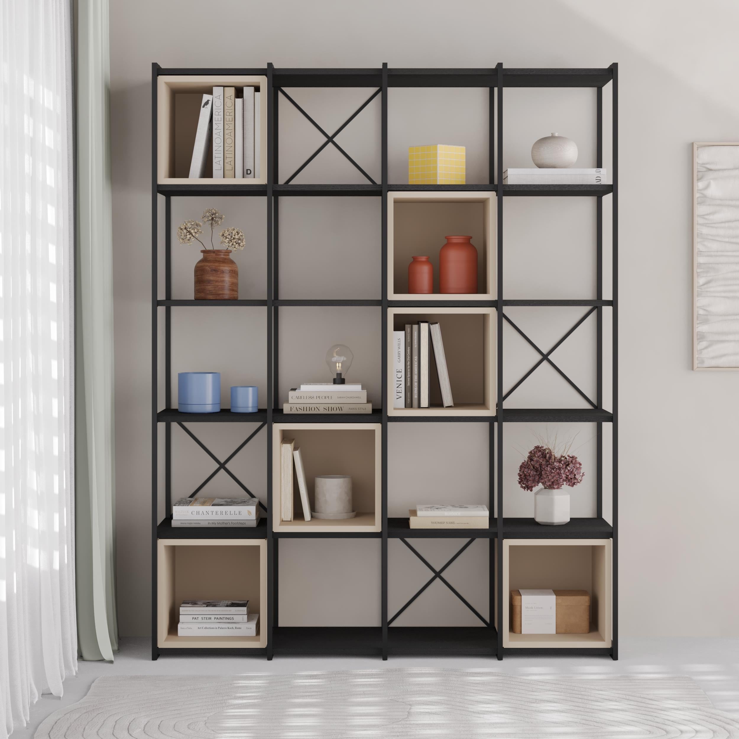 Vale Maxi Industrial Bookcase - Four Column Bookcase