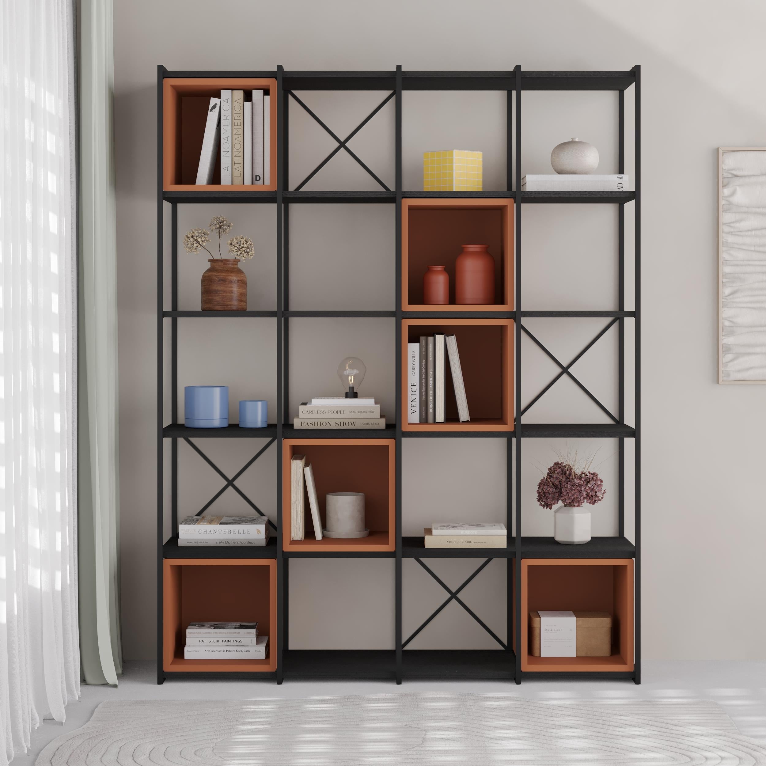 Vale Maxi Industrial Bookcase - Four Column Bookcase