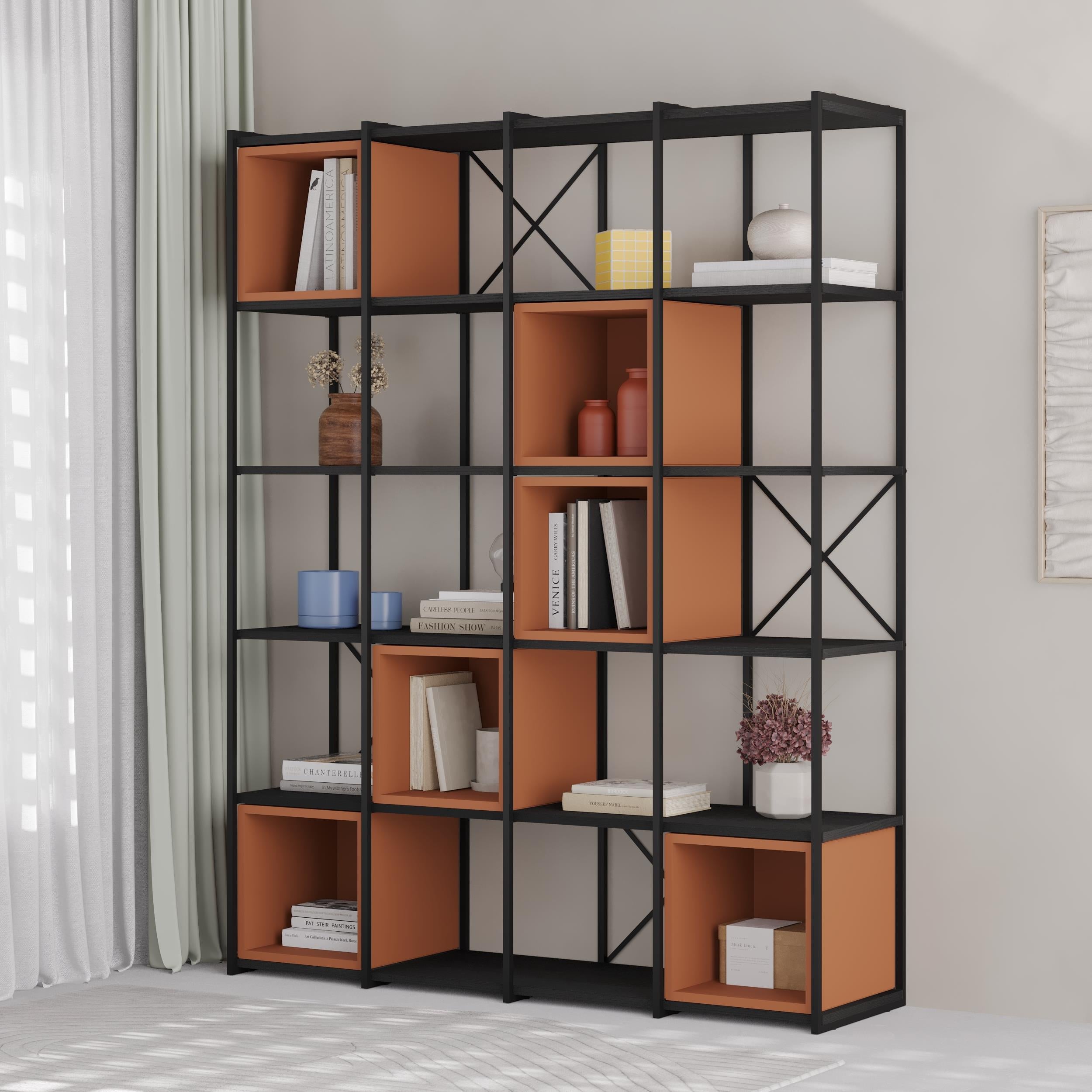 Vale Maxi Industrial Bookcase styled in a room setting