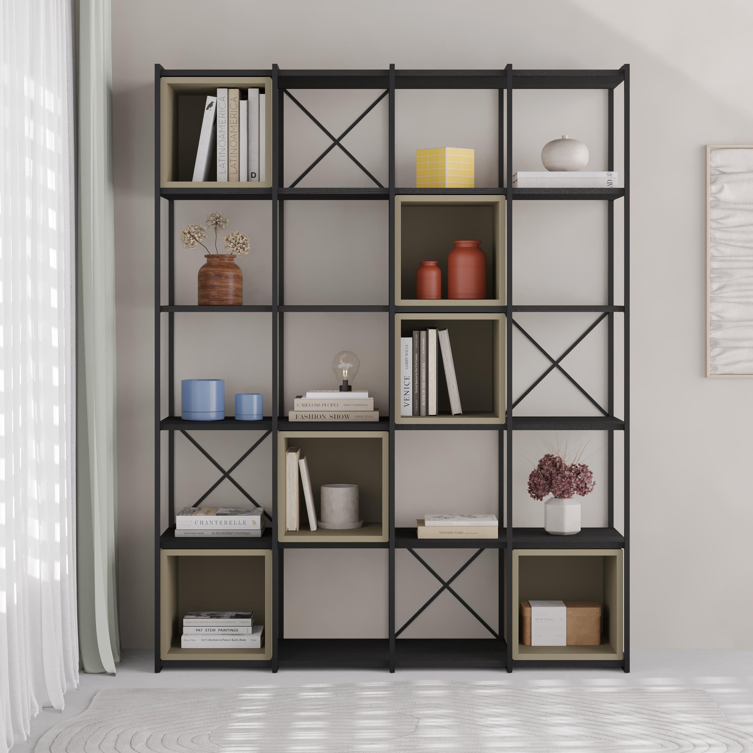Vale Maxi Industrial Bookcase - Four Column Bookcase