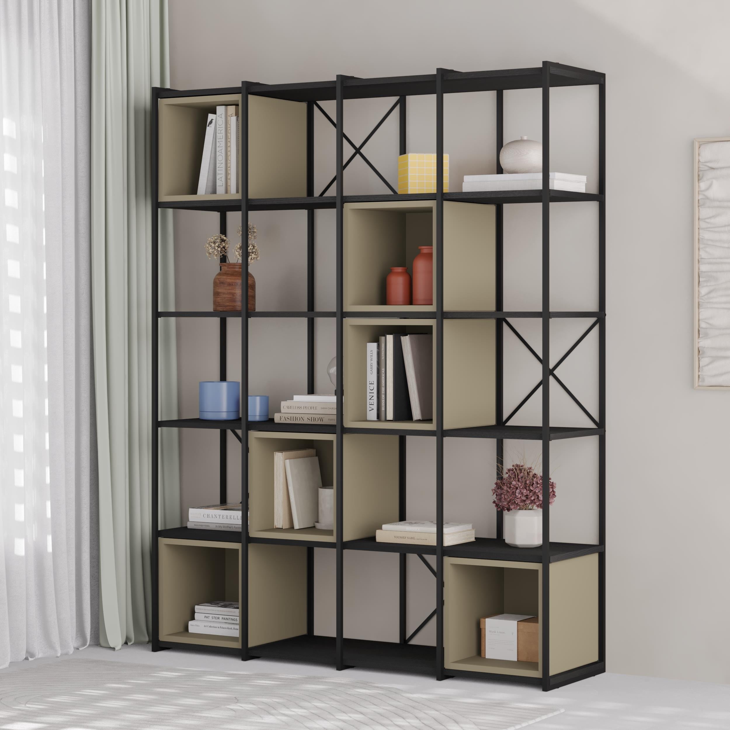 Vale Maxi Industrial Bookcase styled in a room setting