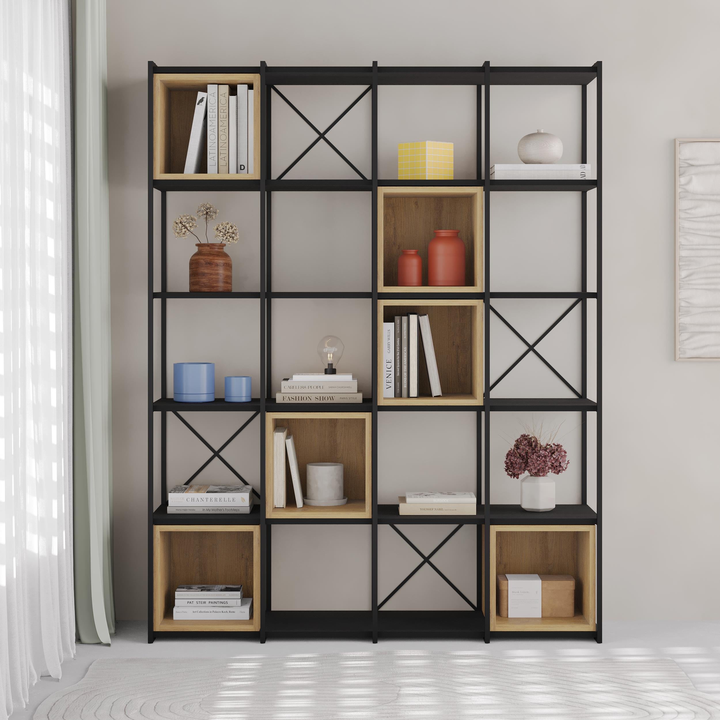 Vale Maxi Industrial Bookcase - Four Column Bookcase