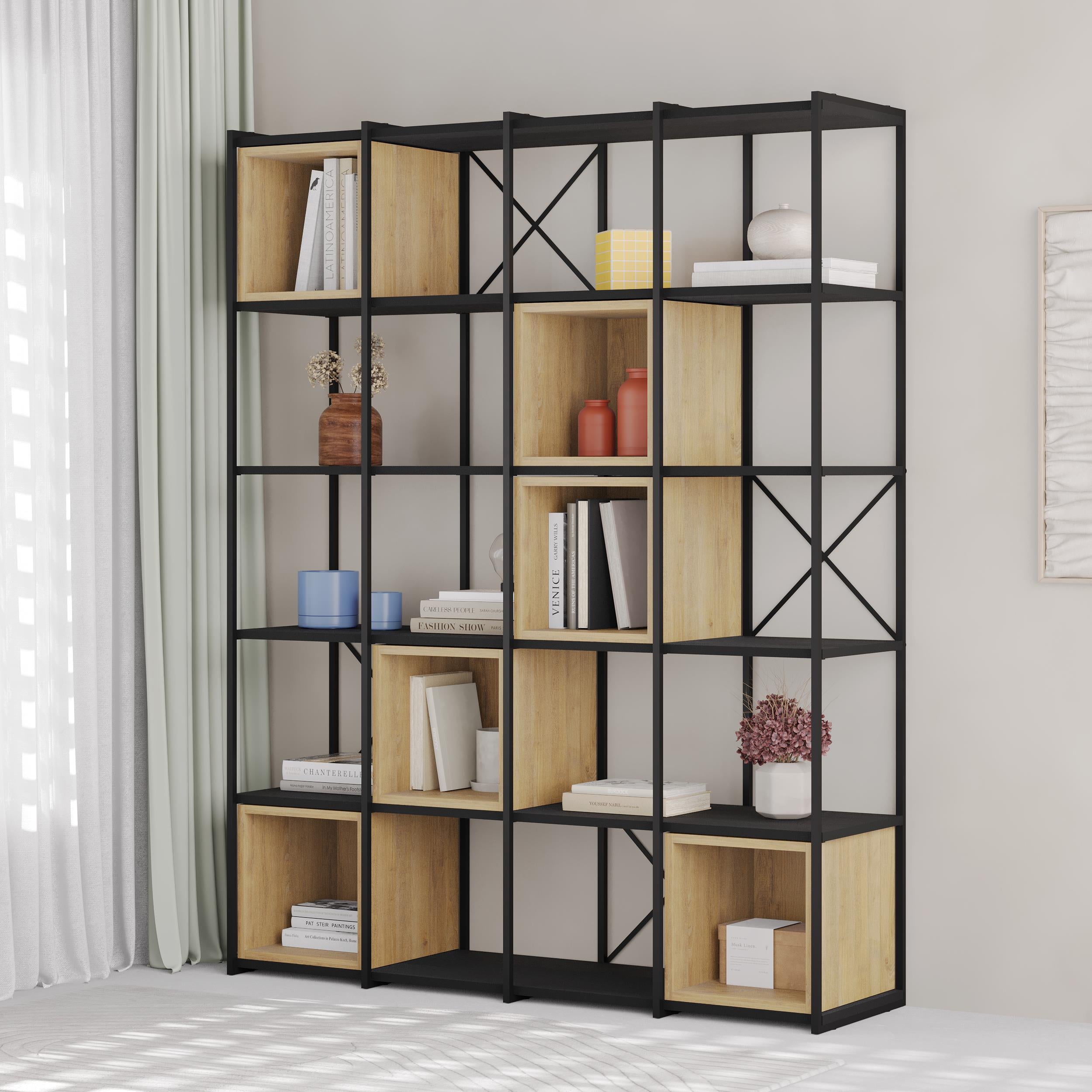 Vale Maxi Industrial Bookcase styled in a room setting