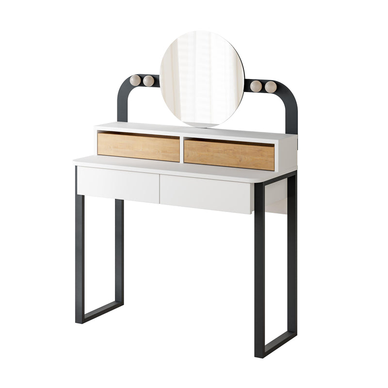 Lora Vanity Table with Round LED Mirror - Additional Image 1