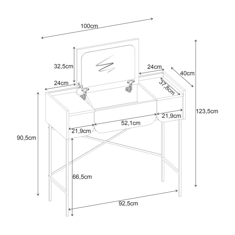Terra Dressing Table with Mirror and 2 Drawers - Additional Image 9