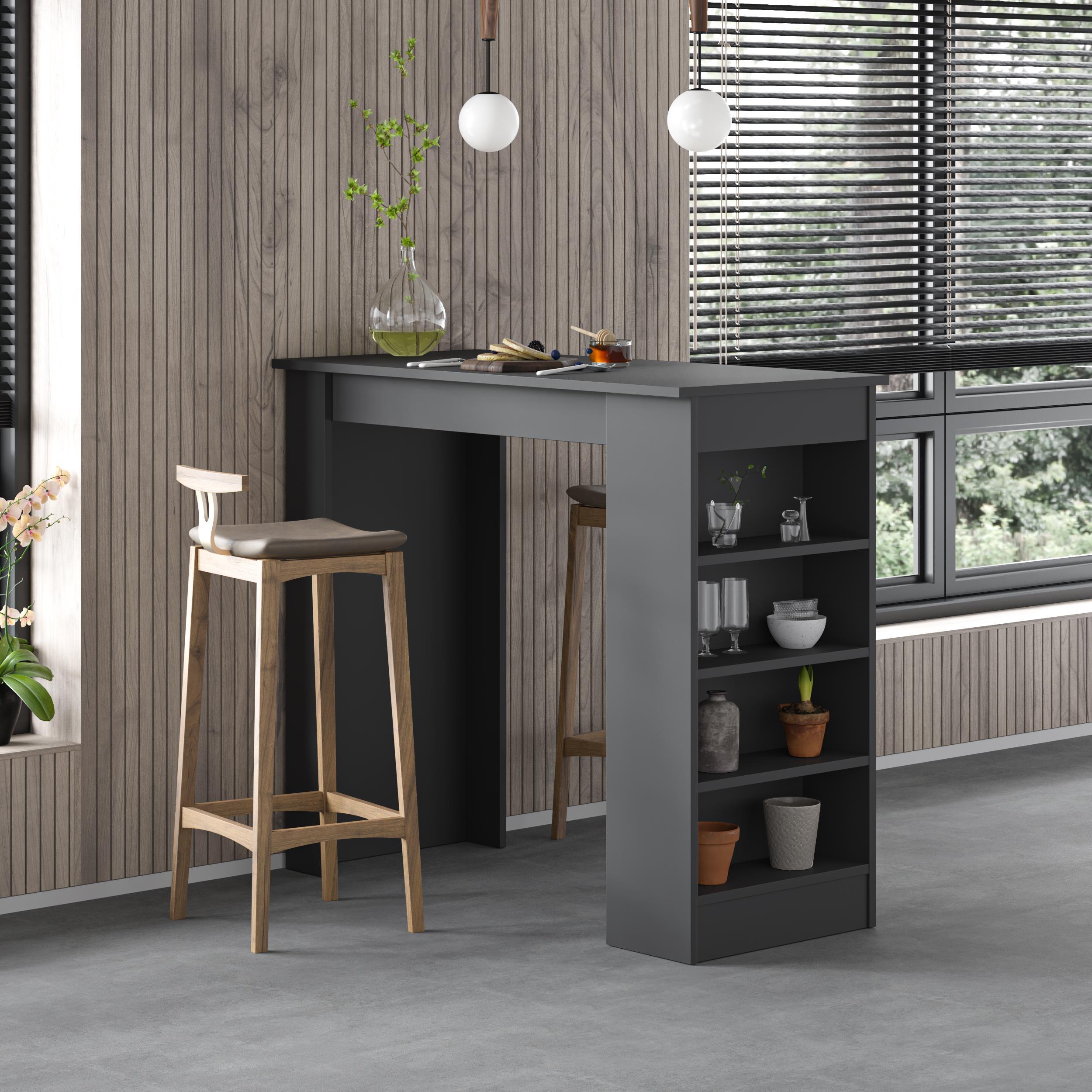 Swallow Modern Kitchen Bar Table – Dining Table with Storage Shelves