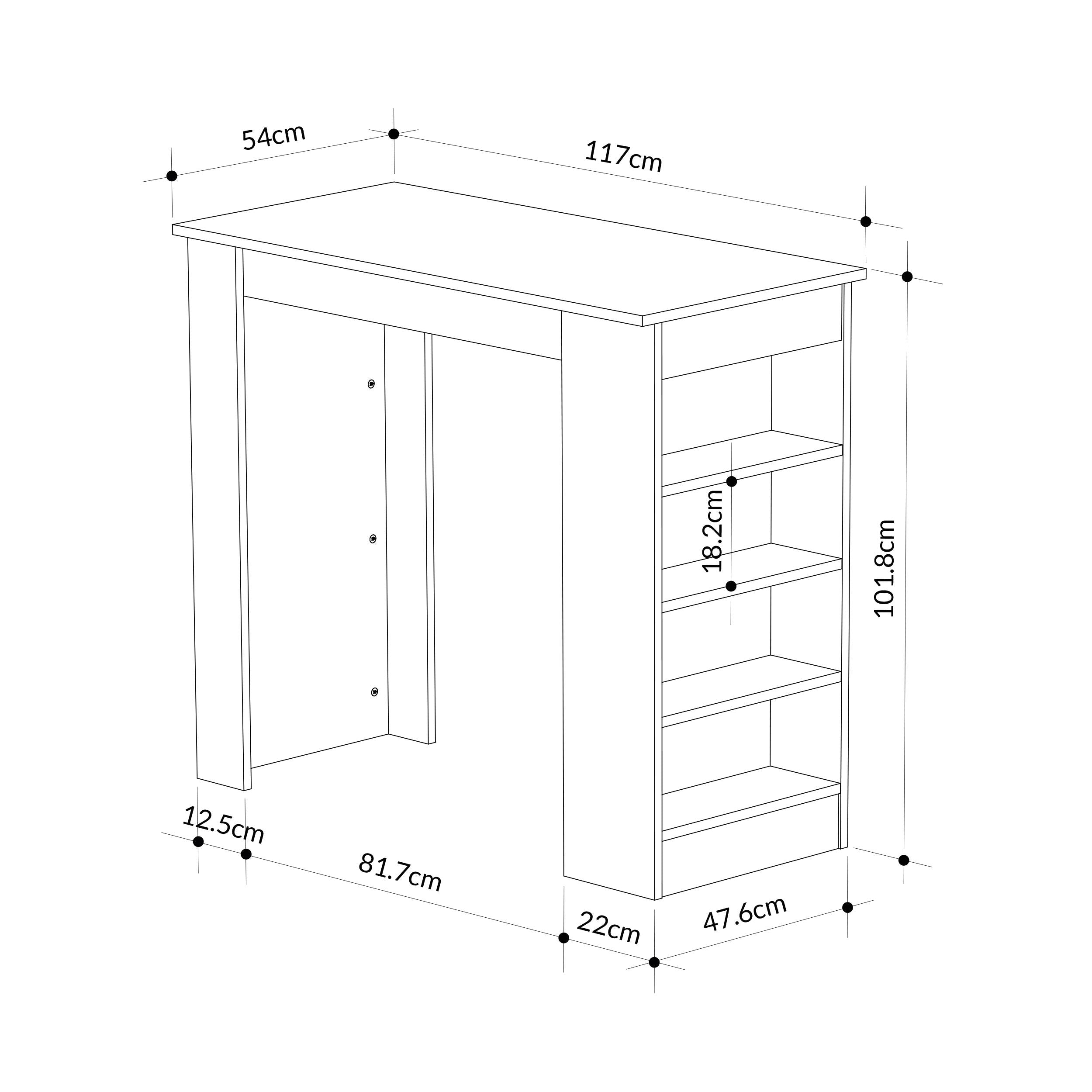 Swallow Modern Kitchen Bar Table – Dining Table with Storage Shelves - Additional Image 19