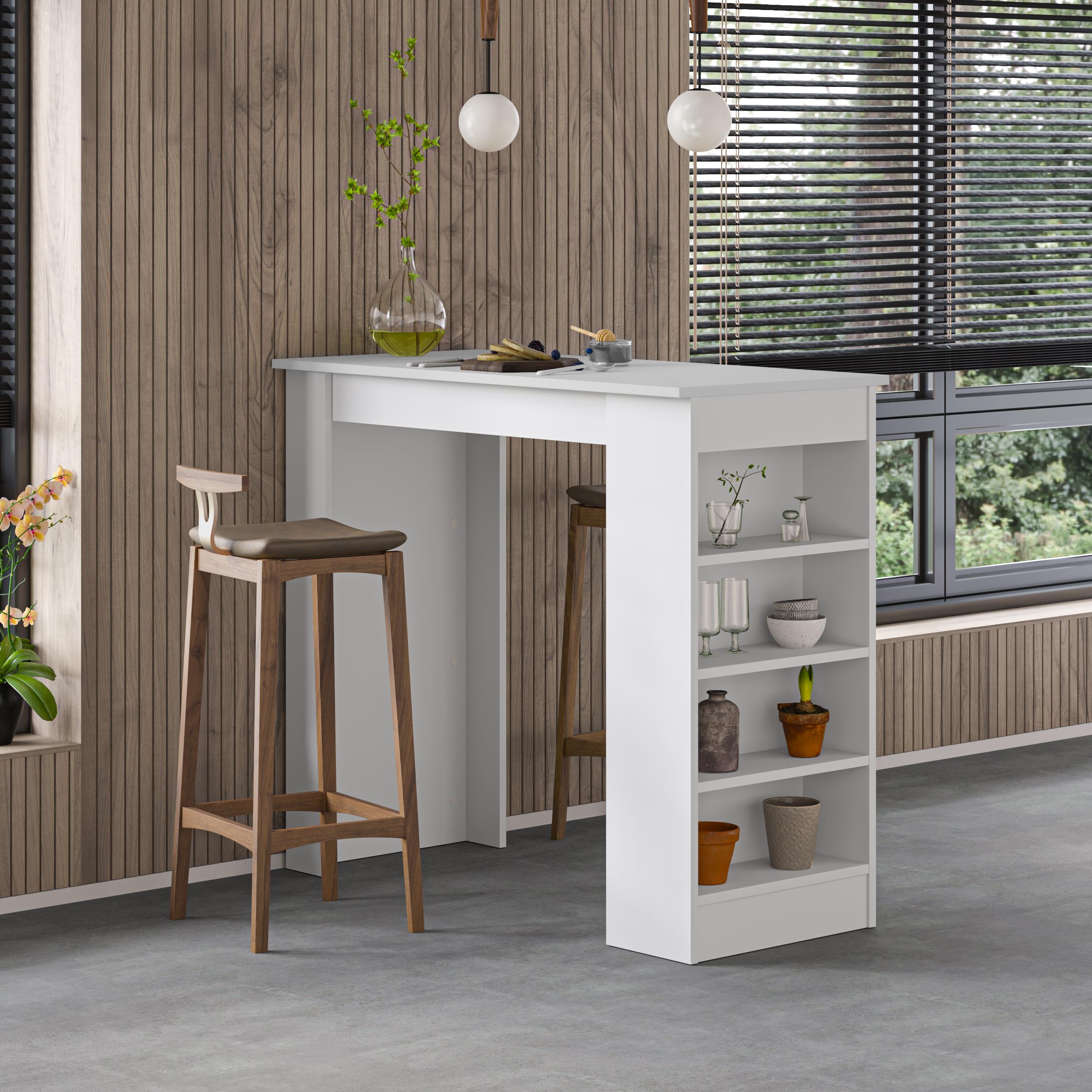 Swallow Modern Kitchen Bar Table – Dining Table with Storage Shelves