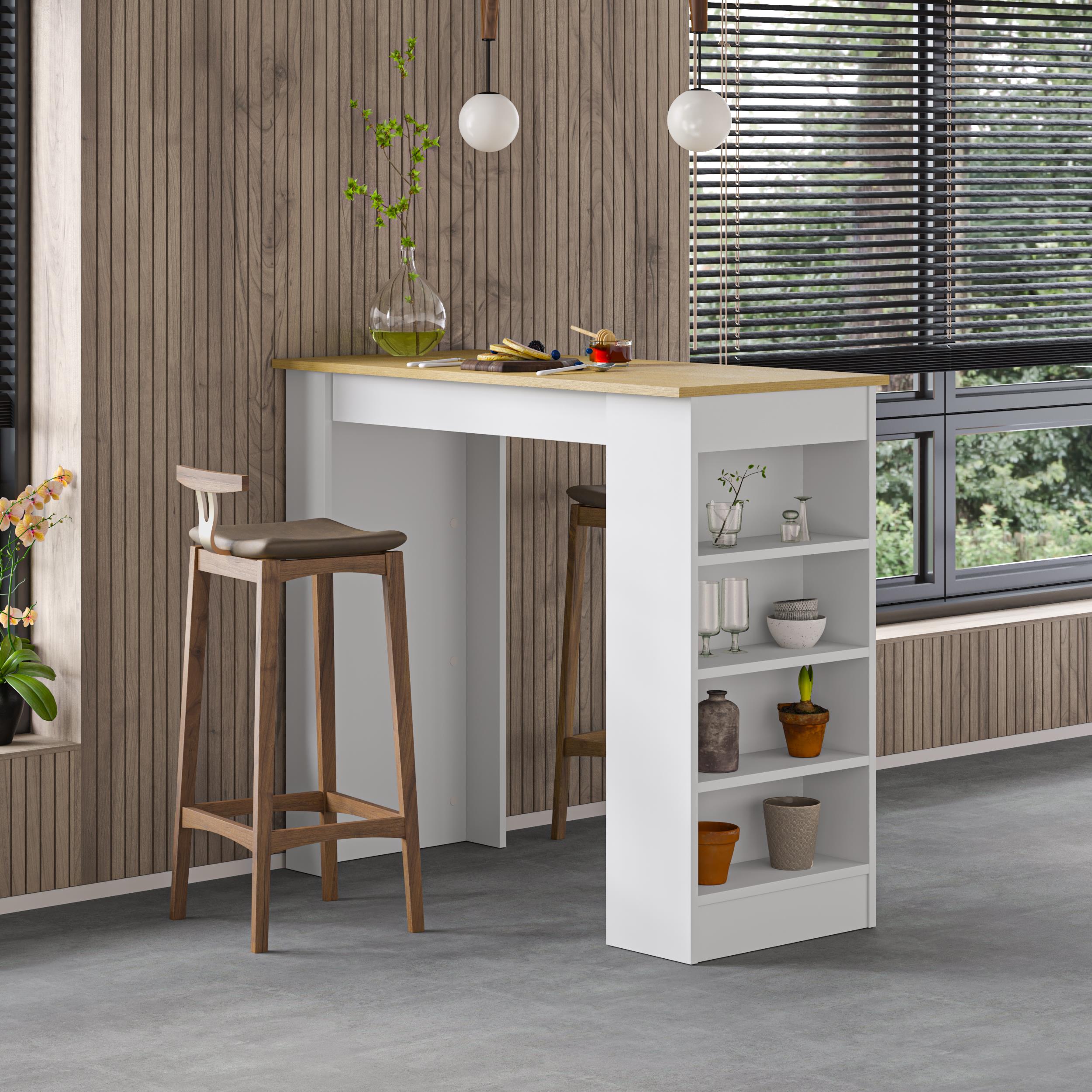 Swallow Modern Kitchen Bar Table – Dining Table with Storage Shelves