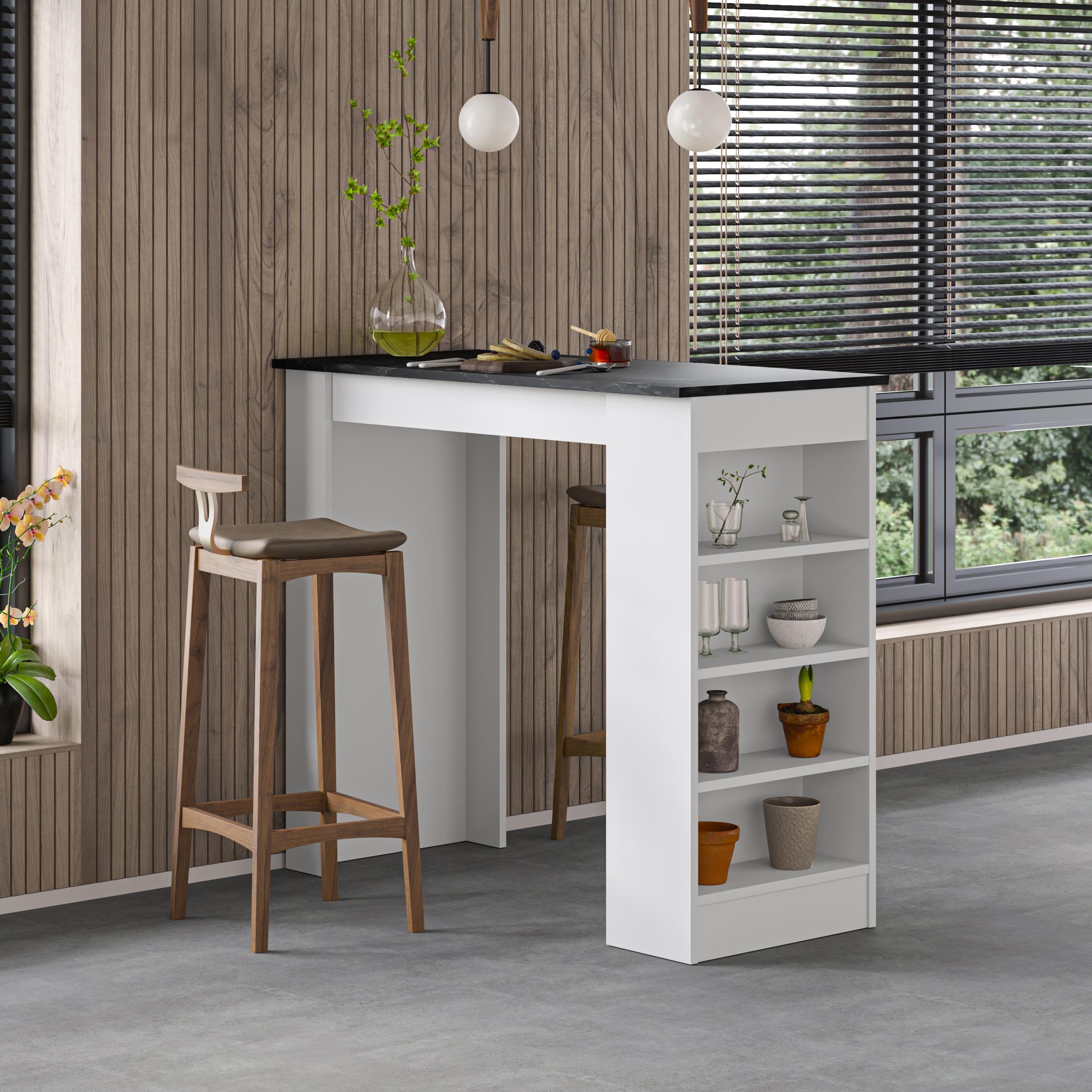 Swallow Modern Kitchen Bar Table – Dining Table with Storage Shelves