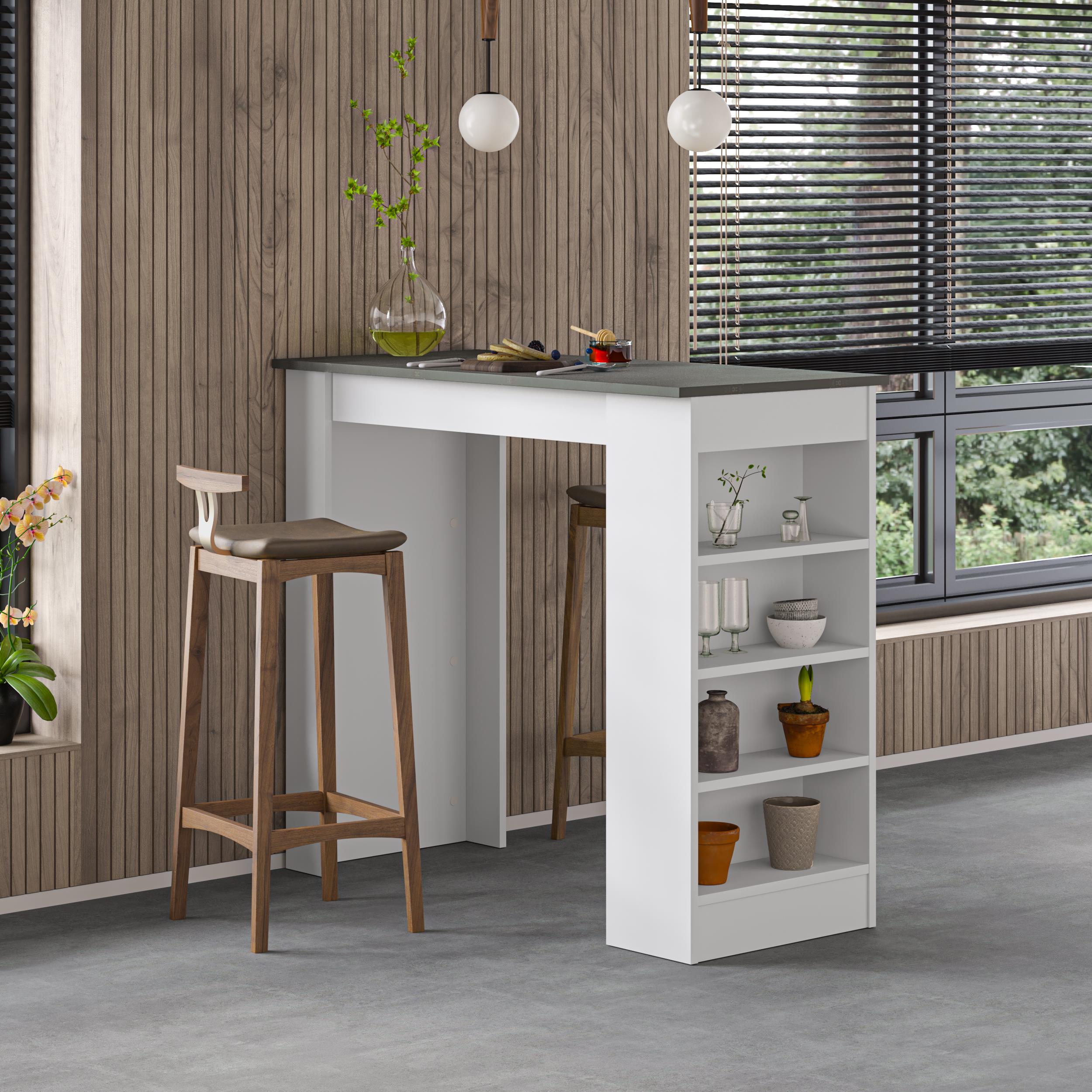 Swallow Modern Kitchen Bar Table – Dining Table with Storage Shelves