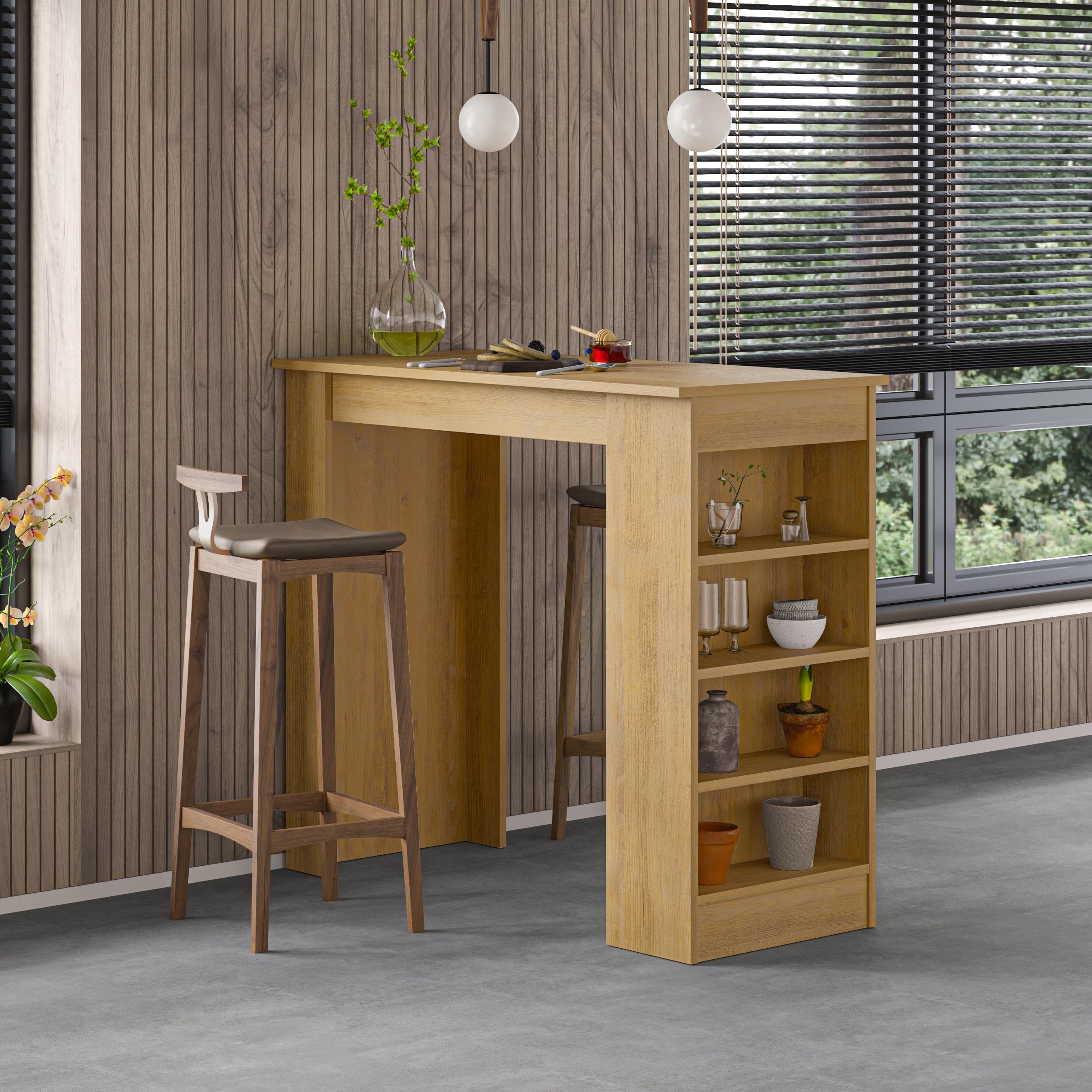 Swallow Modern Kitchen Bar Table – Dining Table with Storage Shelves