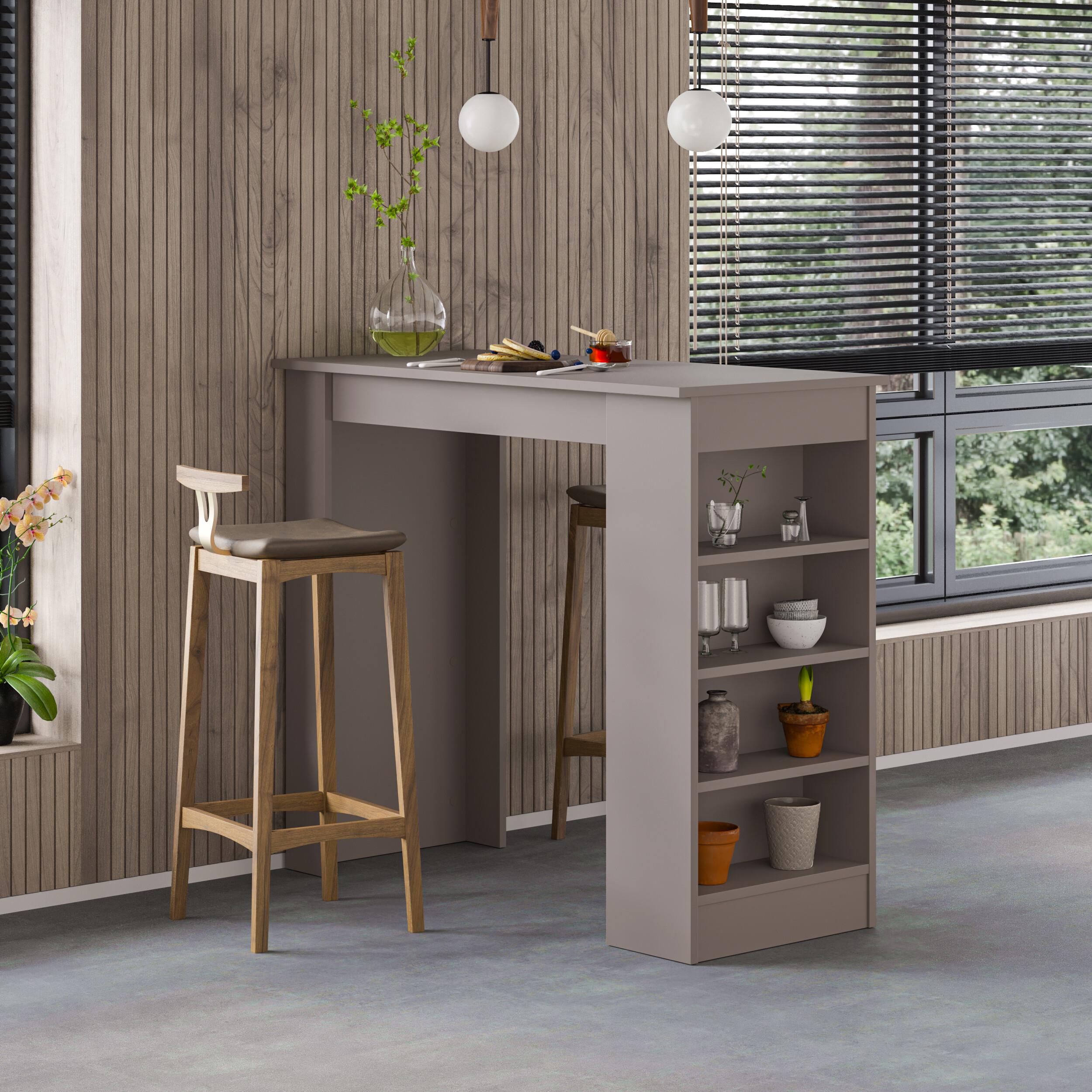 Swallow Modern Kitchen Bar Table – Dining Table with Storage Shelves