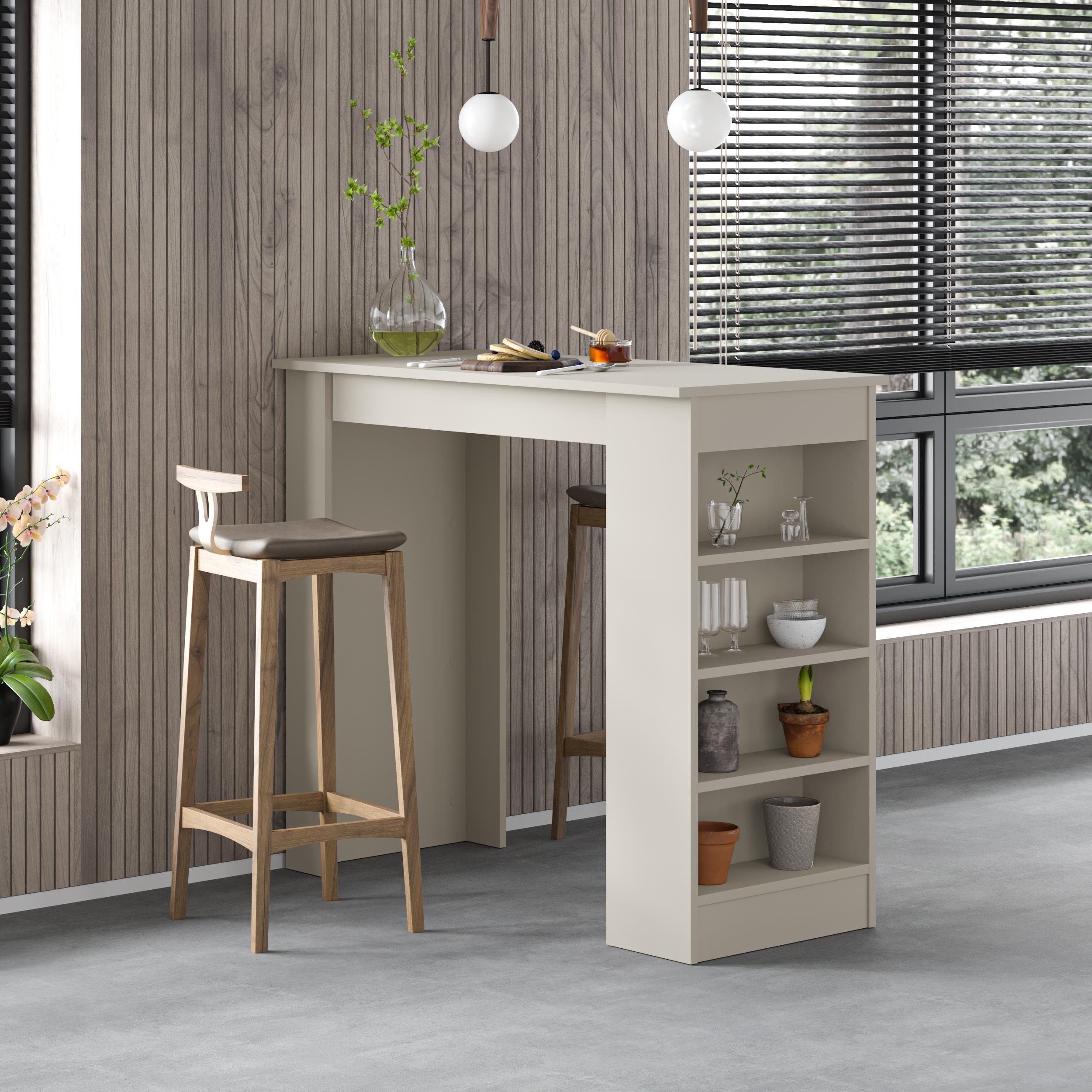 Swallow Modern Kitchen Bar Table – Dining Table with Storage Shelves