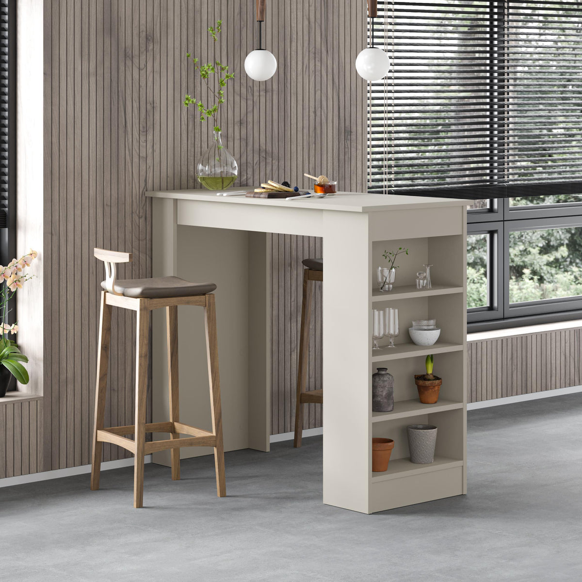 Swallow Modern Kitchen Bar Table – Dining Table with Storage Shelves