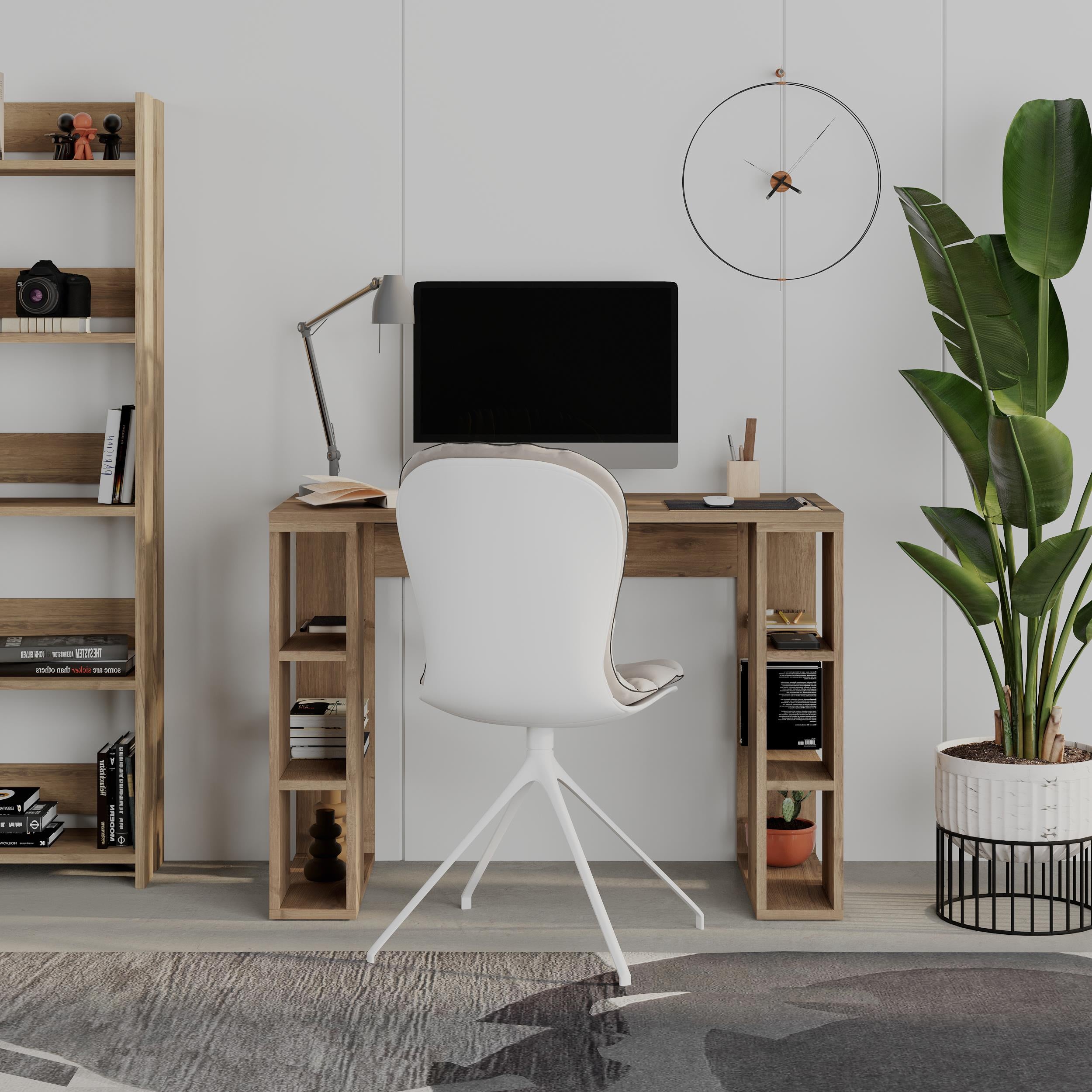 Colmar Study Desk – 106 cm – Modern Desk with Storage Shelves