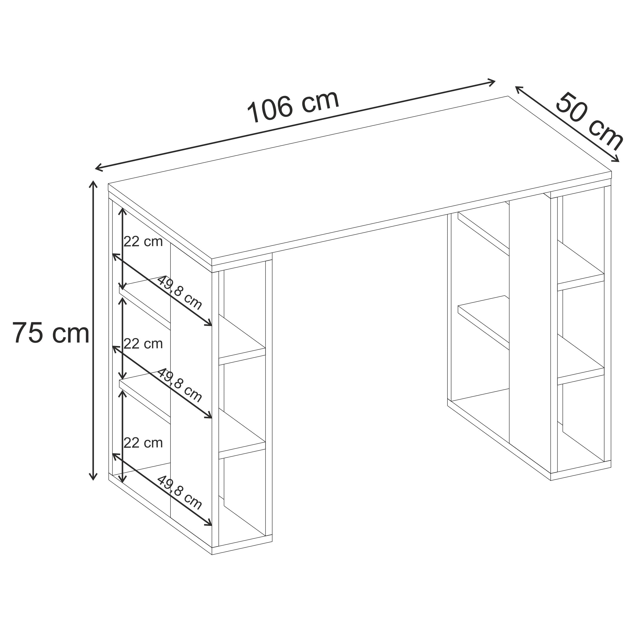 Colmar Study Desk – 106 cm – Modern Desk with Storage Shelves - Additional Image 10