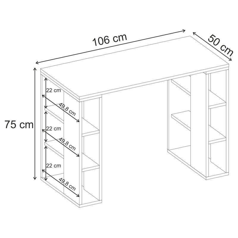 Colmar Study Desk – 106 cm – Modern Desk with Storage Shelves - Additional Image 10