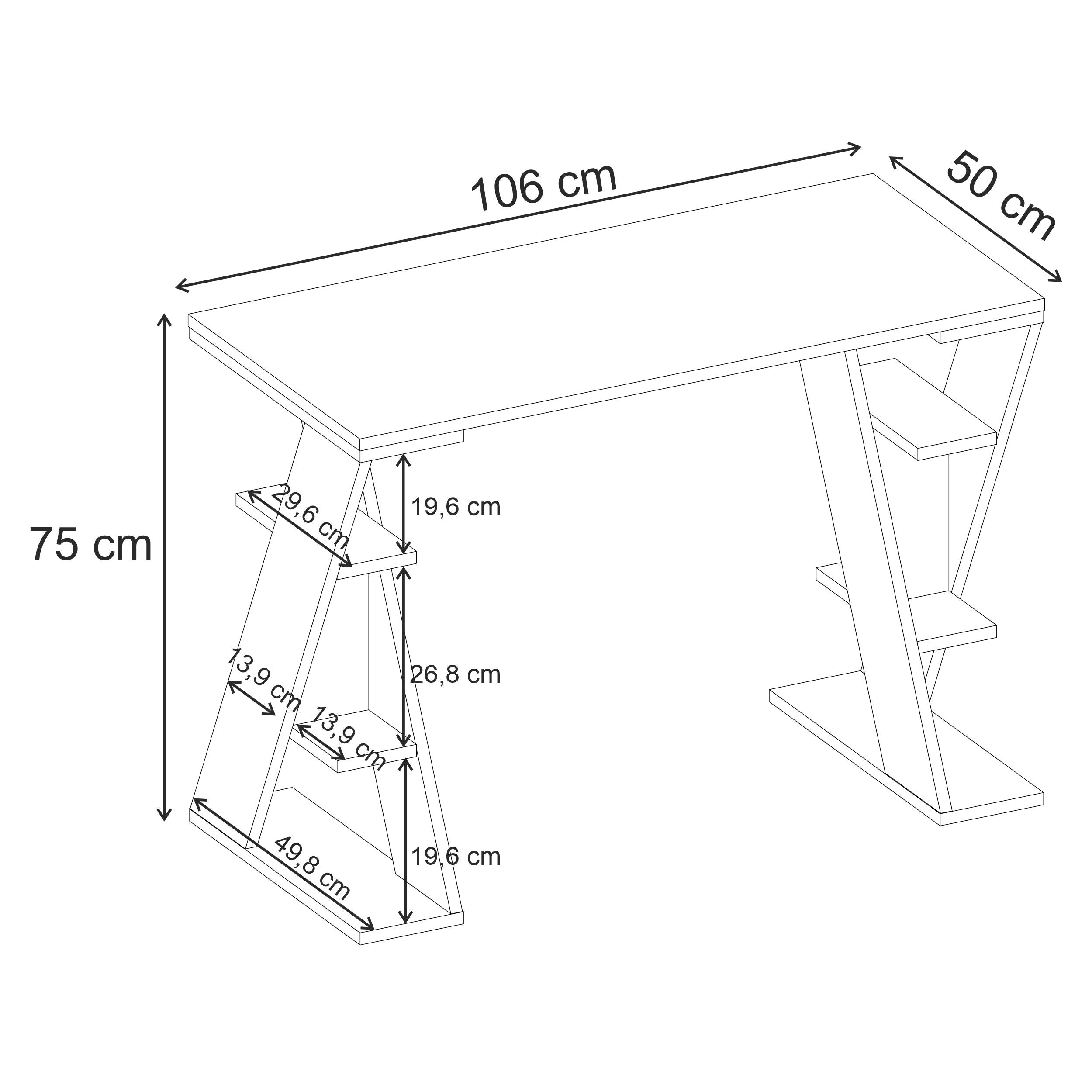 Papillon Modern Study Desk - dimensions
