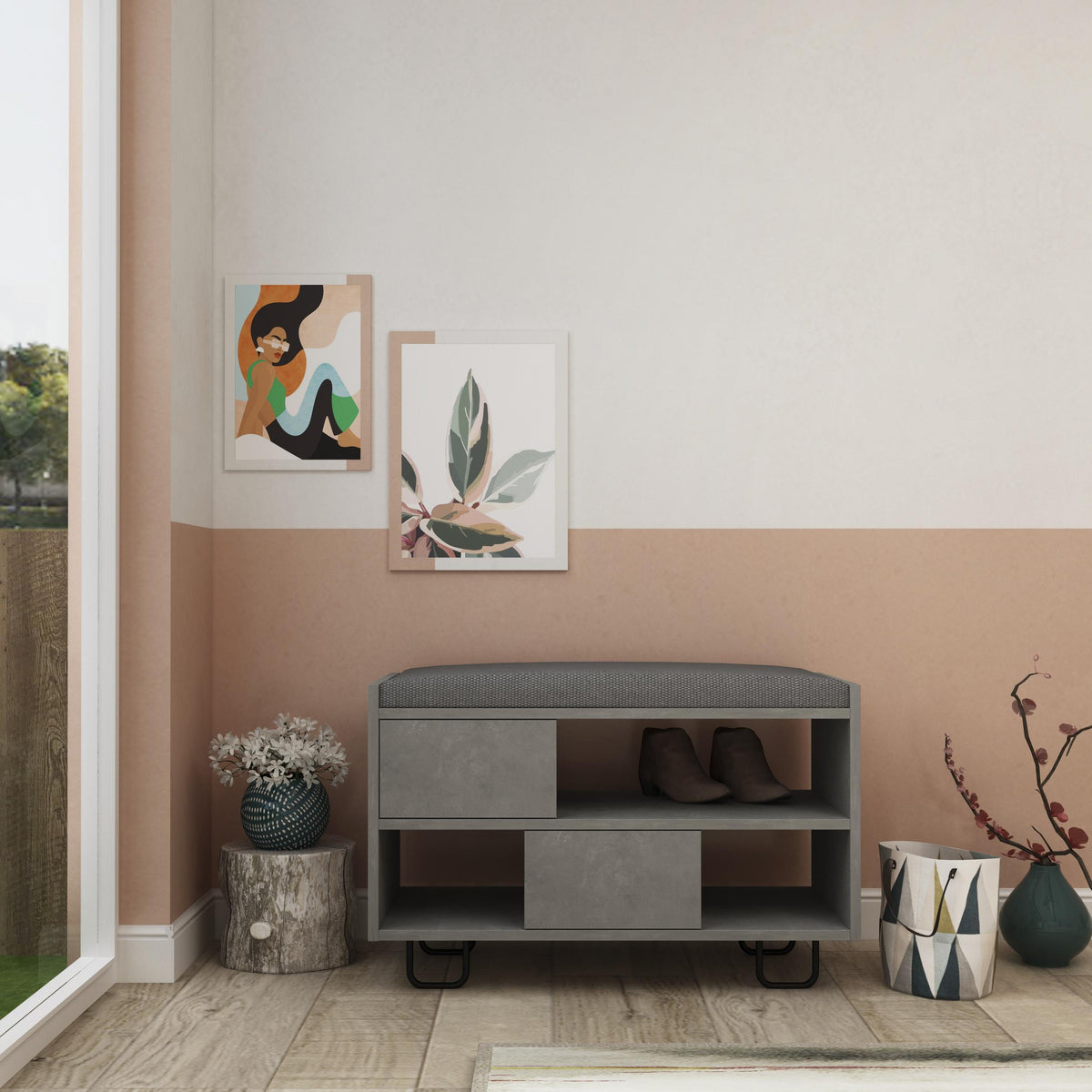 Troy Modern Bench – Retro Grey