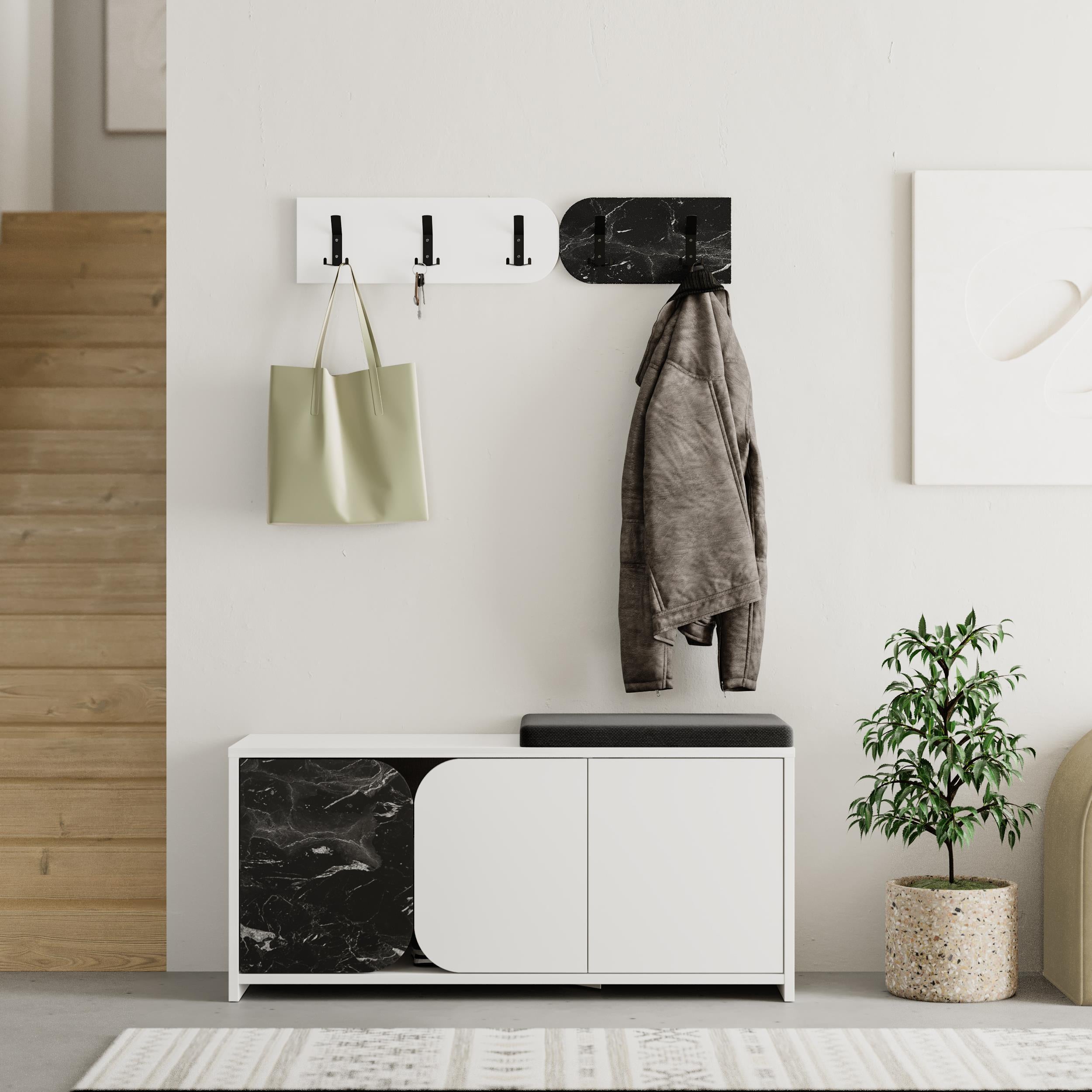 Moni Hallway Shoe Cabinet and Hanger Set - Shoe Cabinet with Hanger Rack