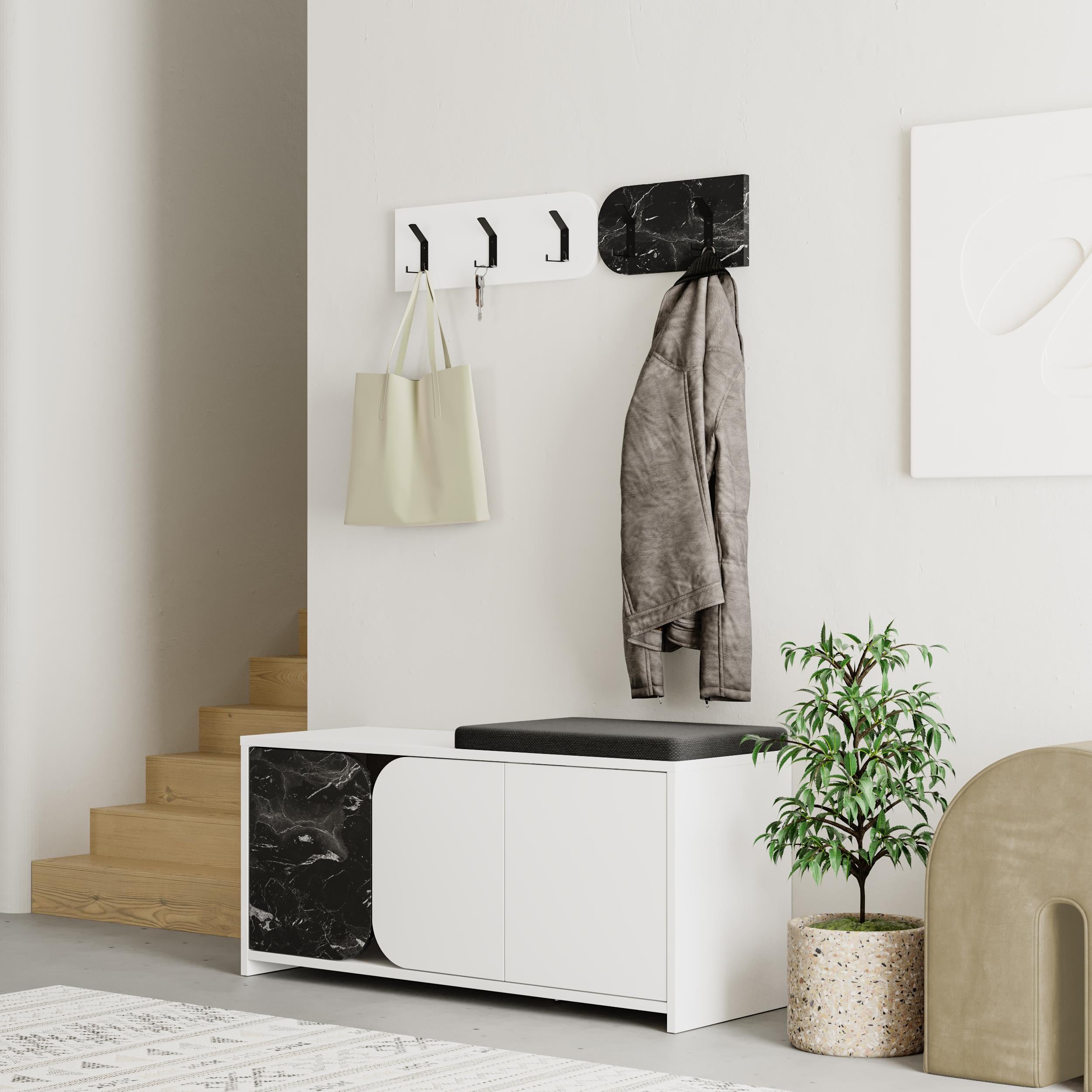 Moni Hallway Shoe Cabinet and Hanger Set in a hallway setting