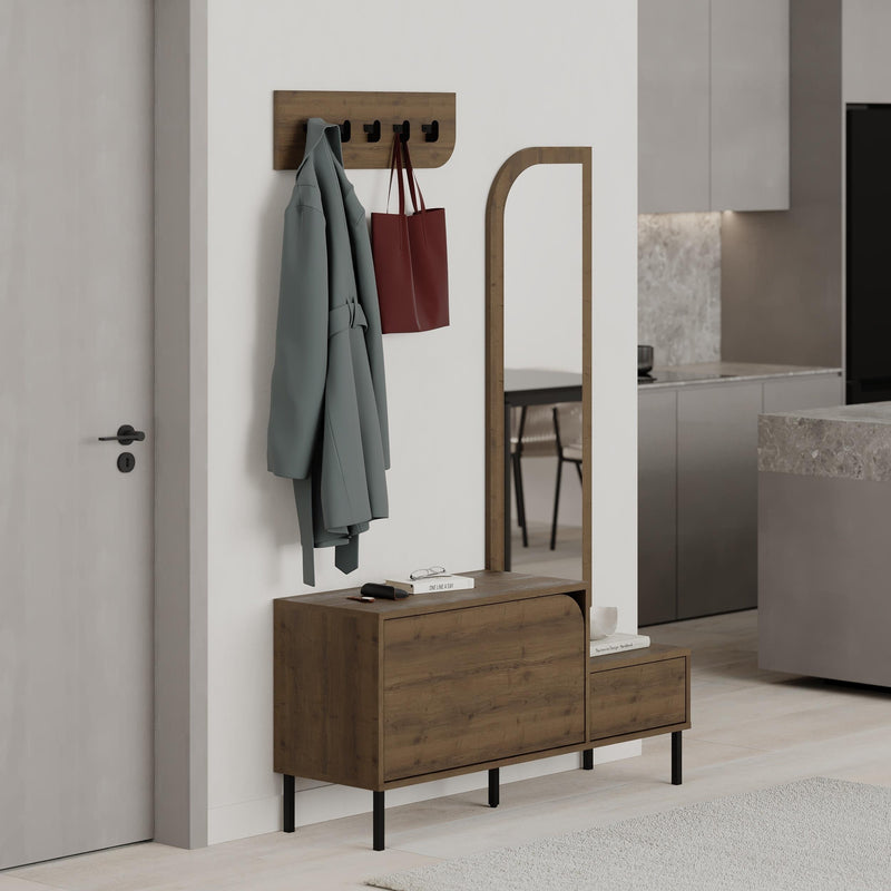 Mila Shoe Cabinet & Hanger Set – 3-in-1 Hallway Unit with Mirror