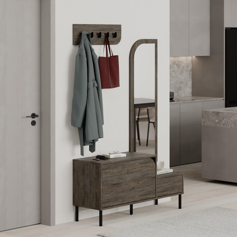 Mila Shoe Cabinet & Hanger Set – 3-in-1 Hallway Unit with Mirror