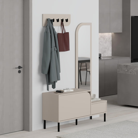Mila Shoe Cabinet & Hanger Set – 3-in-1 Hallway Unit with Mirror